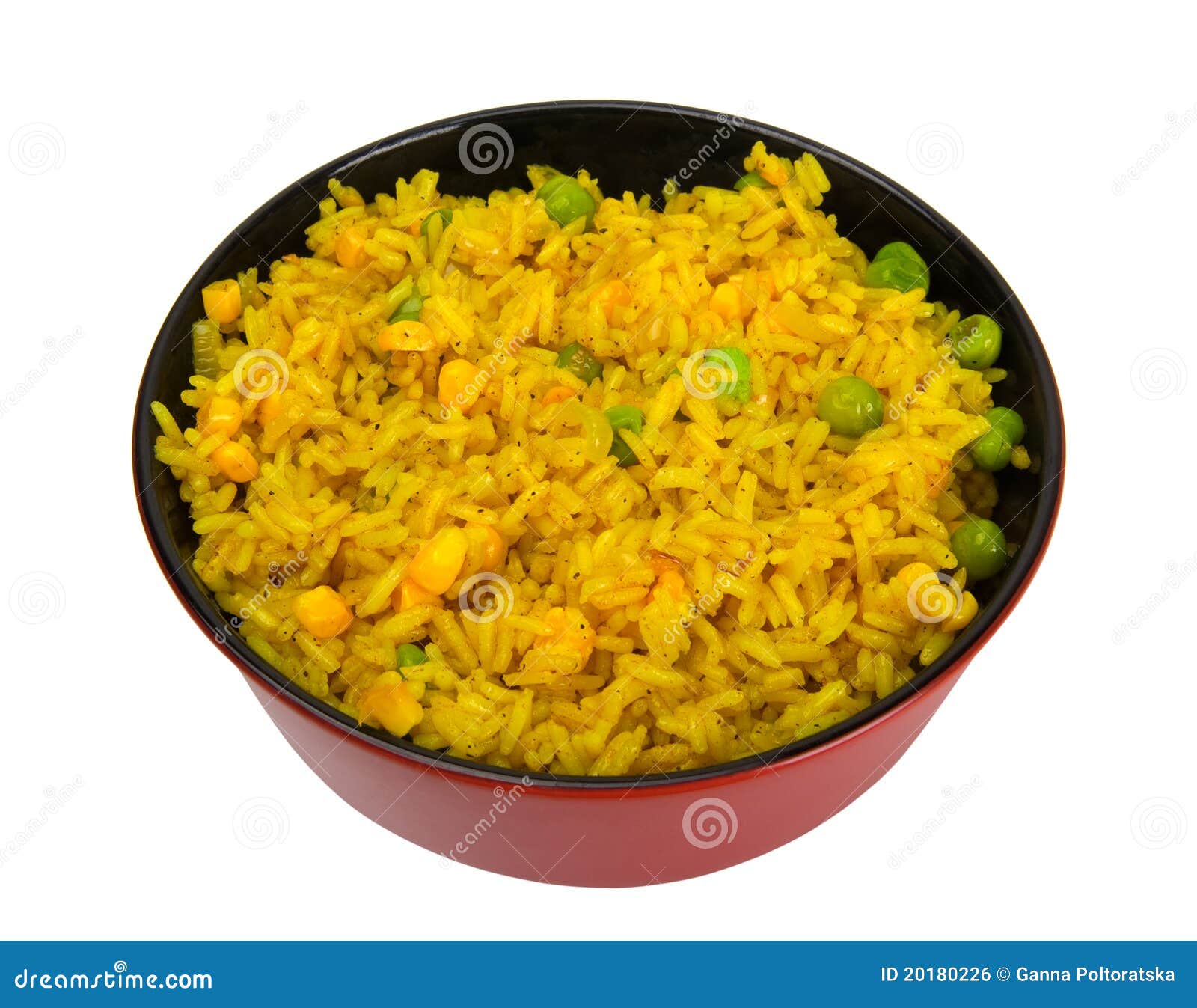 Bowl Of Rice With Peas And Corn Stock Photo Image of east, isolated