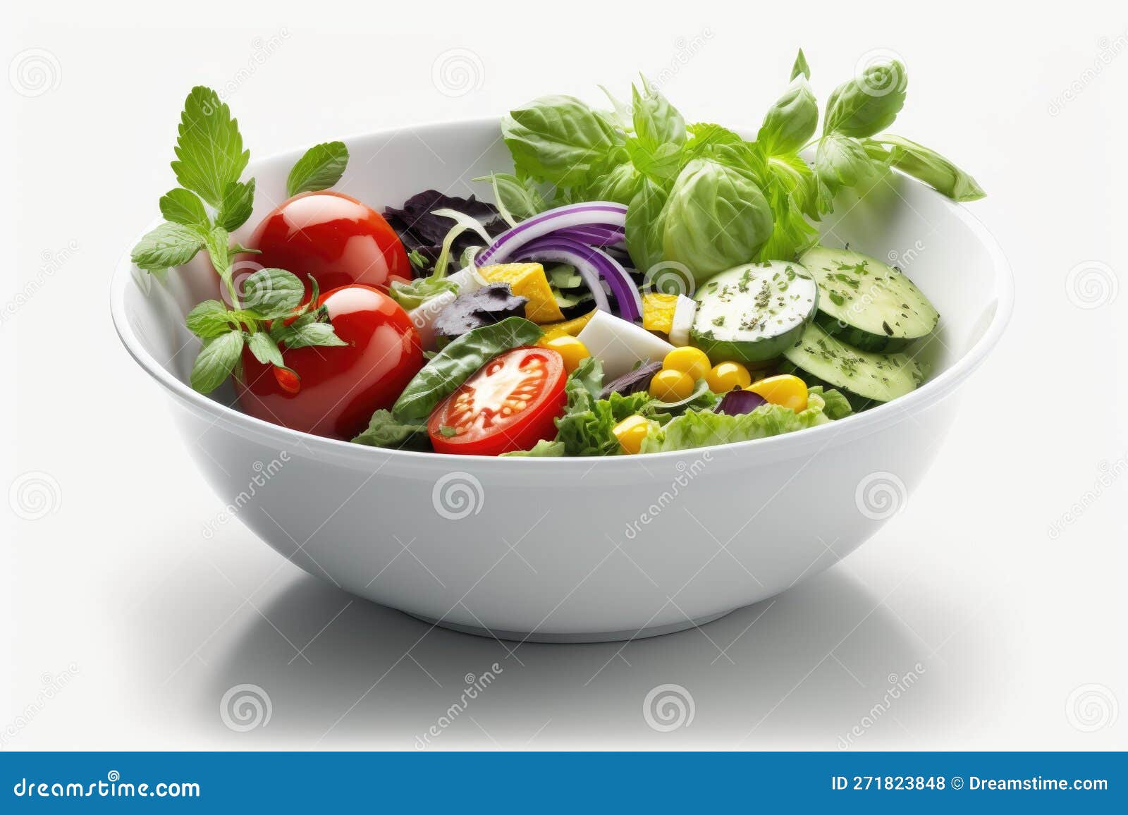 Bowl of Salad Vegetables on a White Background Stock Illustration Illustration of isolated