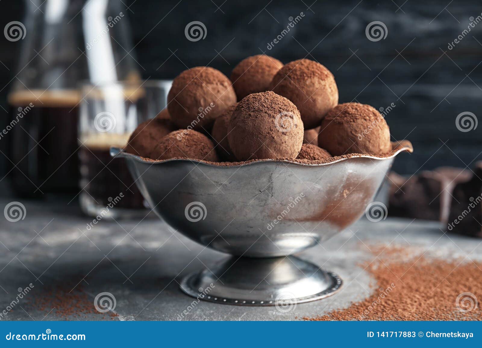 Bowl with Tasty Chocolate Truffles Stock Image Image of preparing