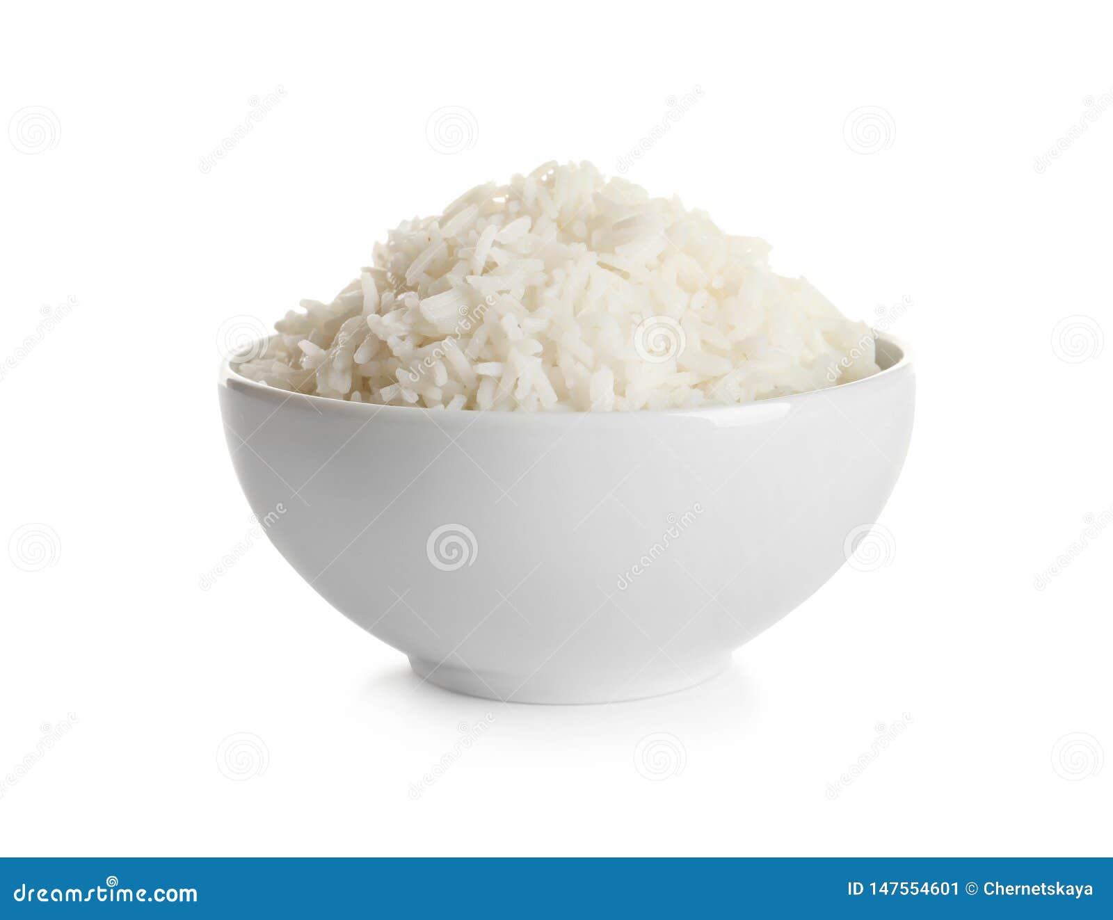 Bowl Of Tasty Cooked Rice On White Stock Image - Image of delicious