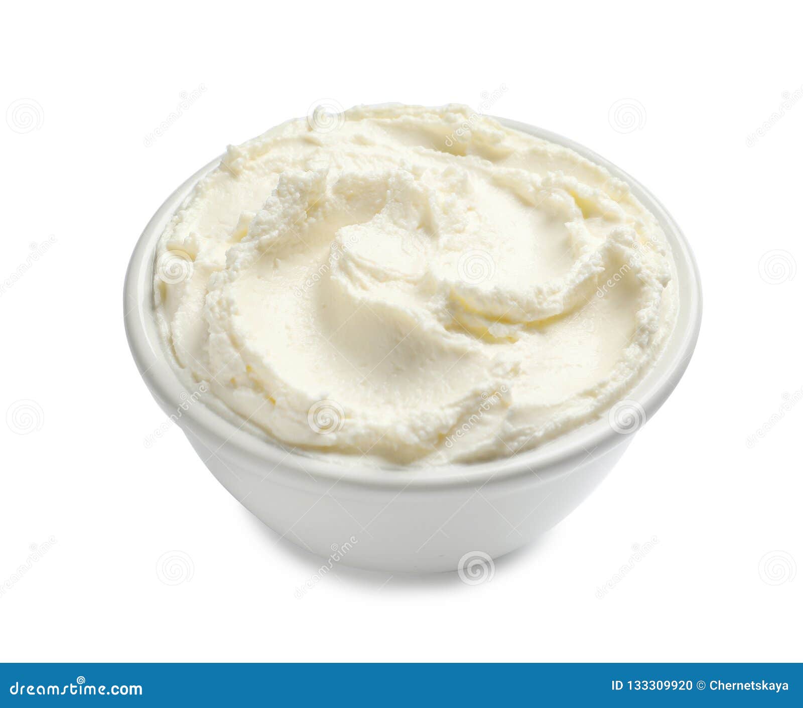 Bowl of tasty cream cheese stock photo. Image of dairy 133309920