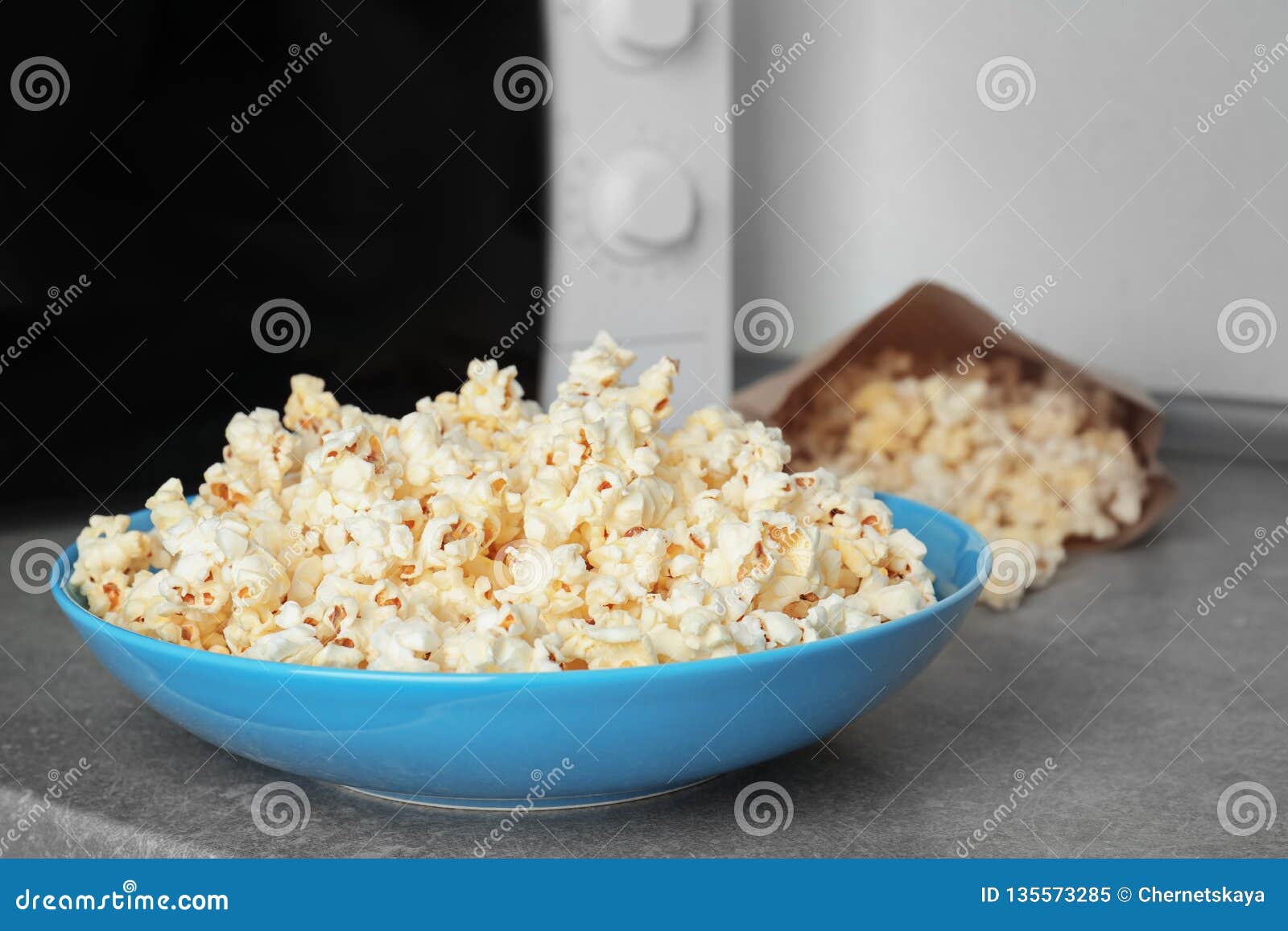 Bowl with Tasty Popcorn on Table Stock Image Image of corn