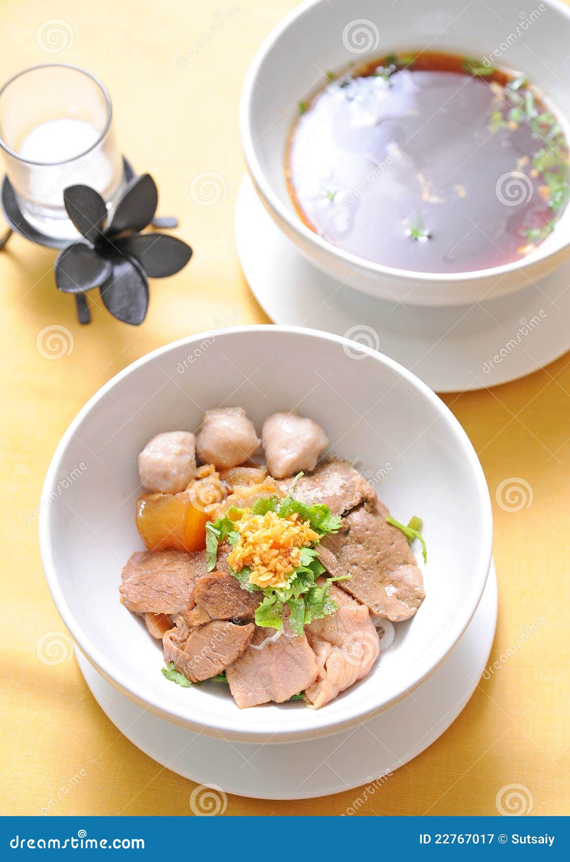 Bowl of Thai Style Beef Noodle Soup Stock Image - Image of beef, cook ...
