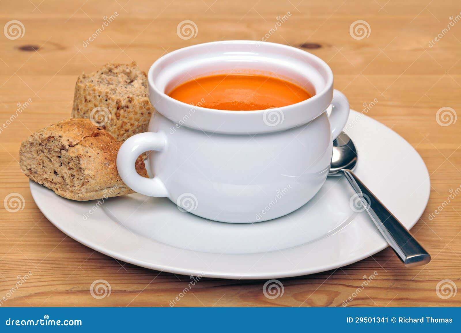 Bowl of Tomatoe Soup with Brown Bread Stock Image Image of vegetable
