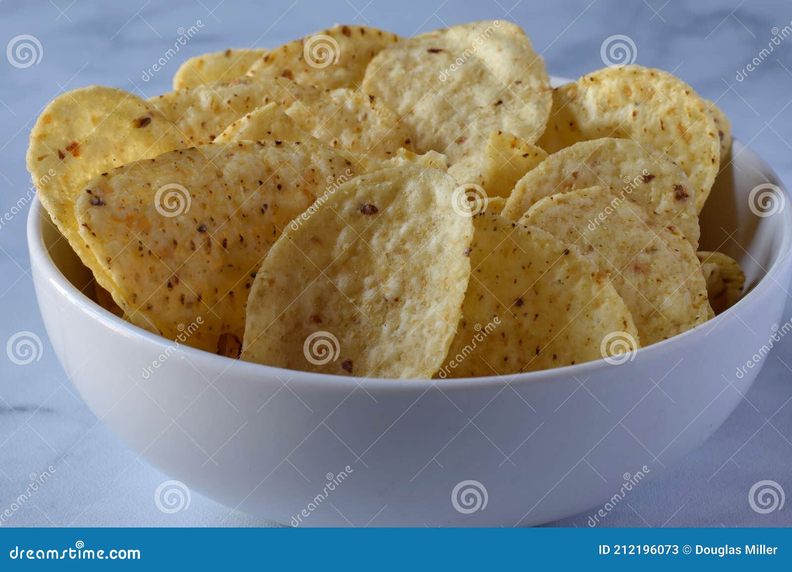 Bowl of Tortilla Chips Arranged in a Bowl Stock Image Image of salt, back 212196073