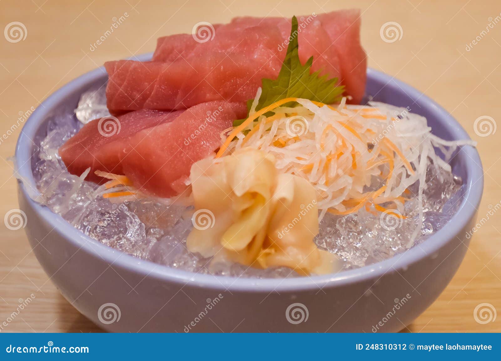 A bowl of tuna sashimi. stock photo. Image of japanese 248310312