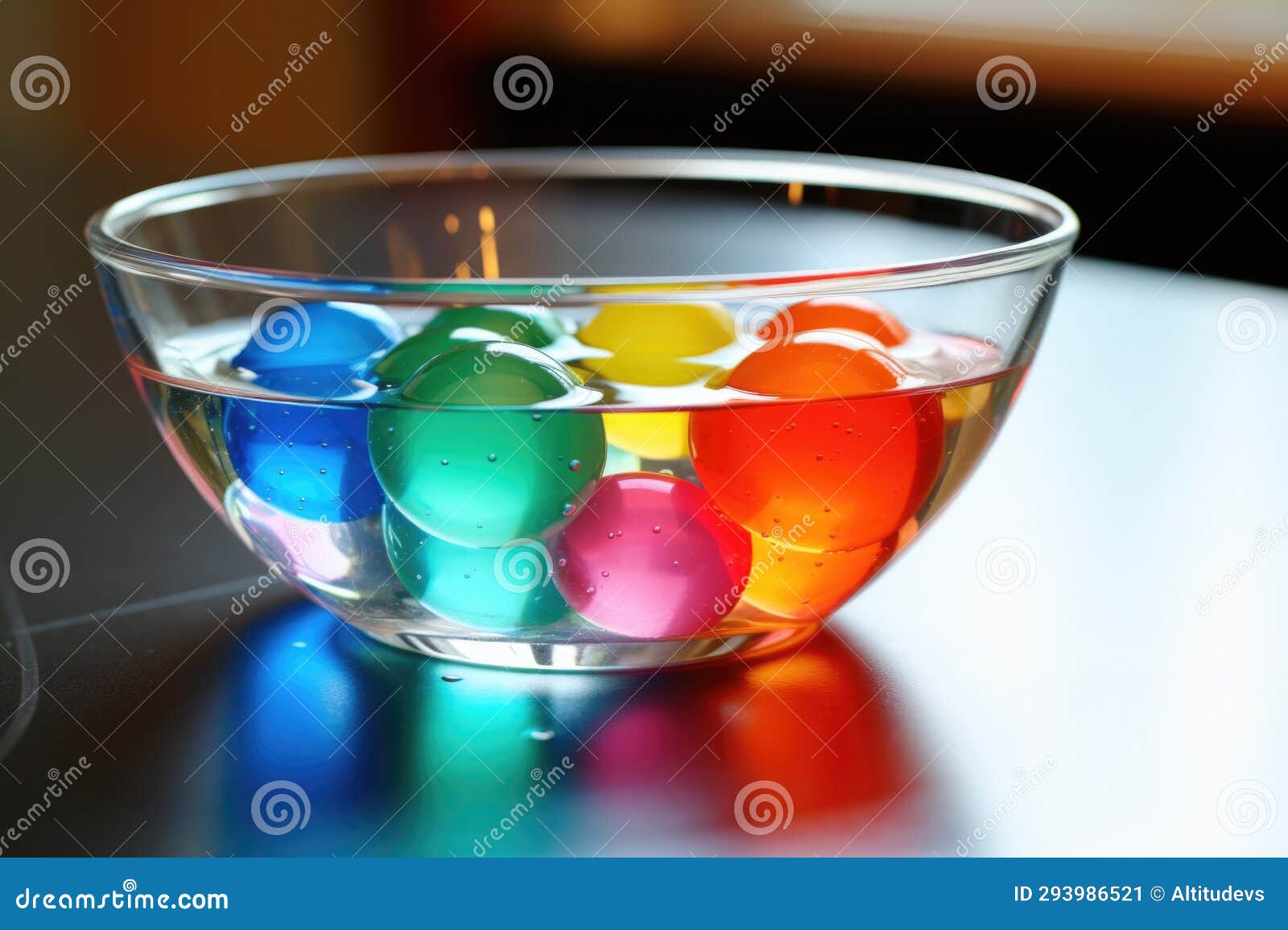 A Bowl of Water with Floating Balls for Vision Coordination Stock Image
