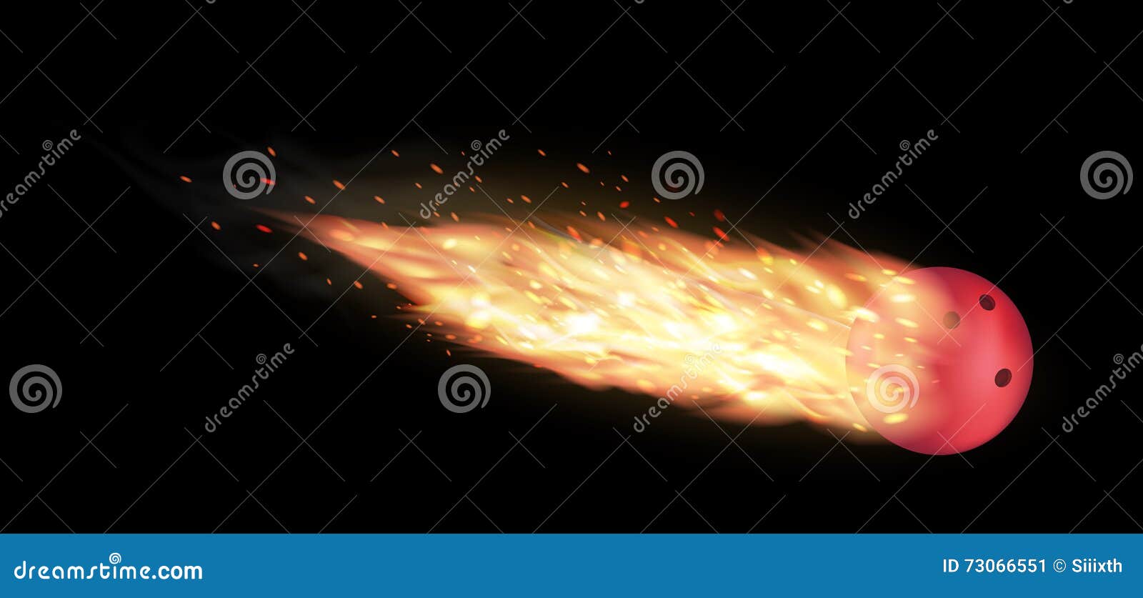 Bowling Ball Burning on a Black Background Stock Illustration