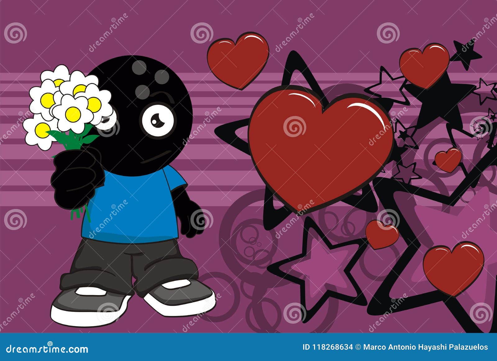 Love Bowling Ball Head Kid Expression Background Stock Vector Illustration of young