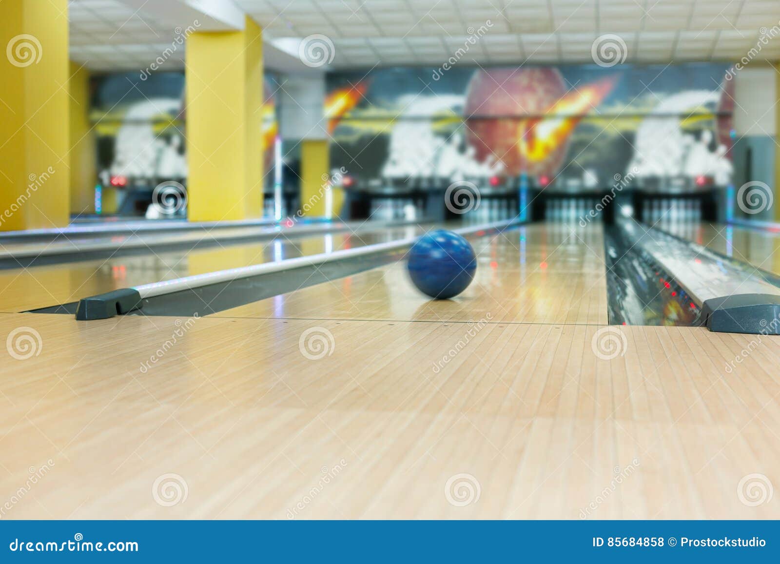 Bowling Ball on Lane Background Stock Photo Image of object, hobby