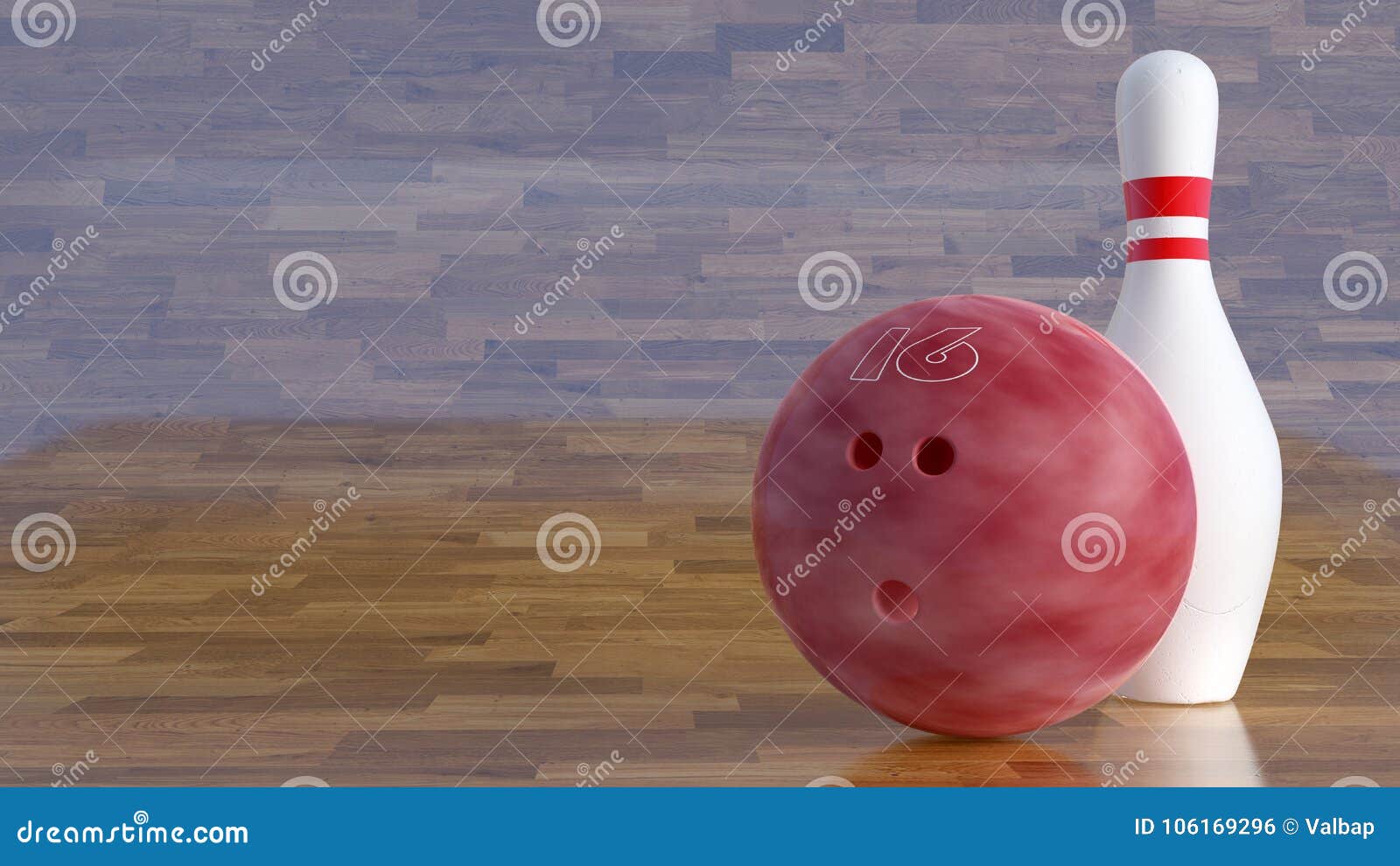 bowling ball number 16 and one pin