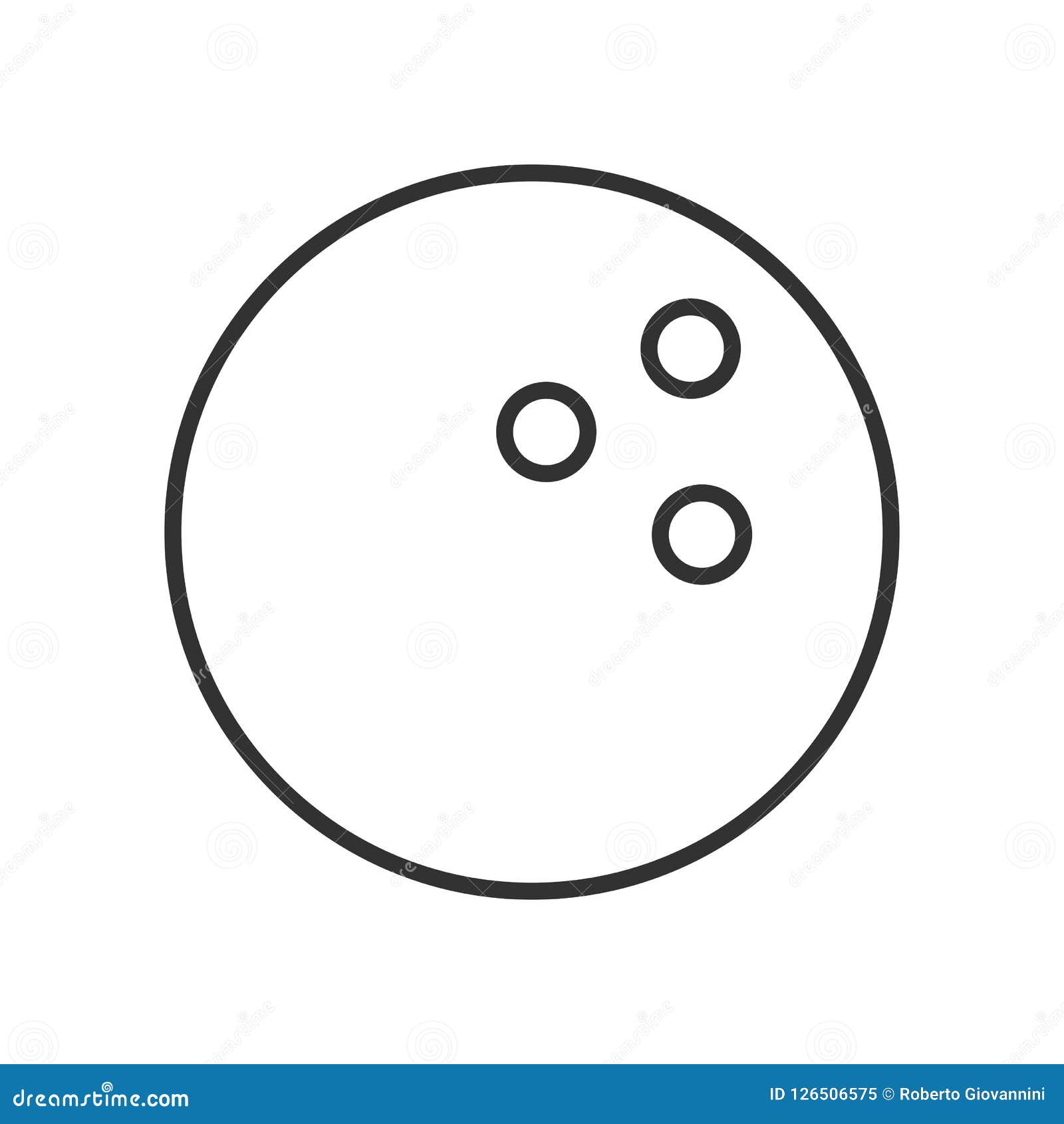 Bowling Ball Outline Flat Icon on White Stock Vector Illustration of