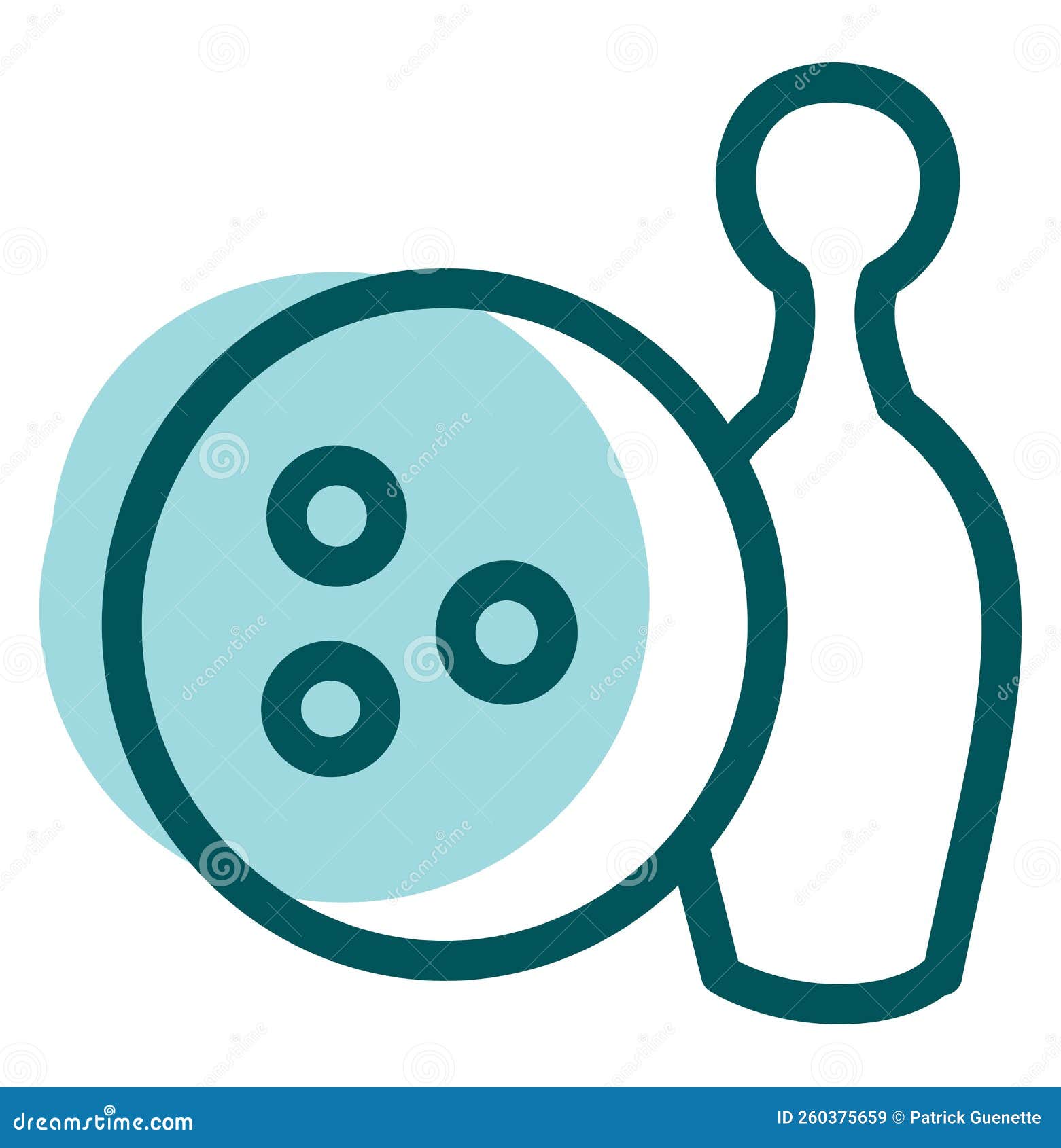 Bowling ball and pin, icon stock vector. Illustration of sport 260375659