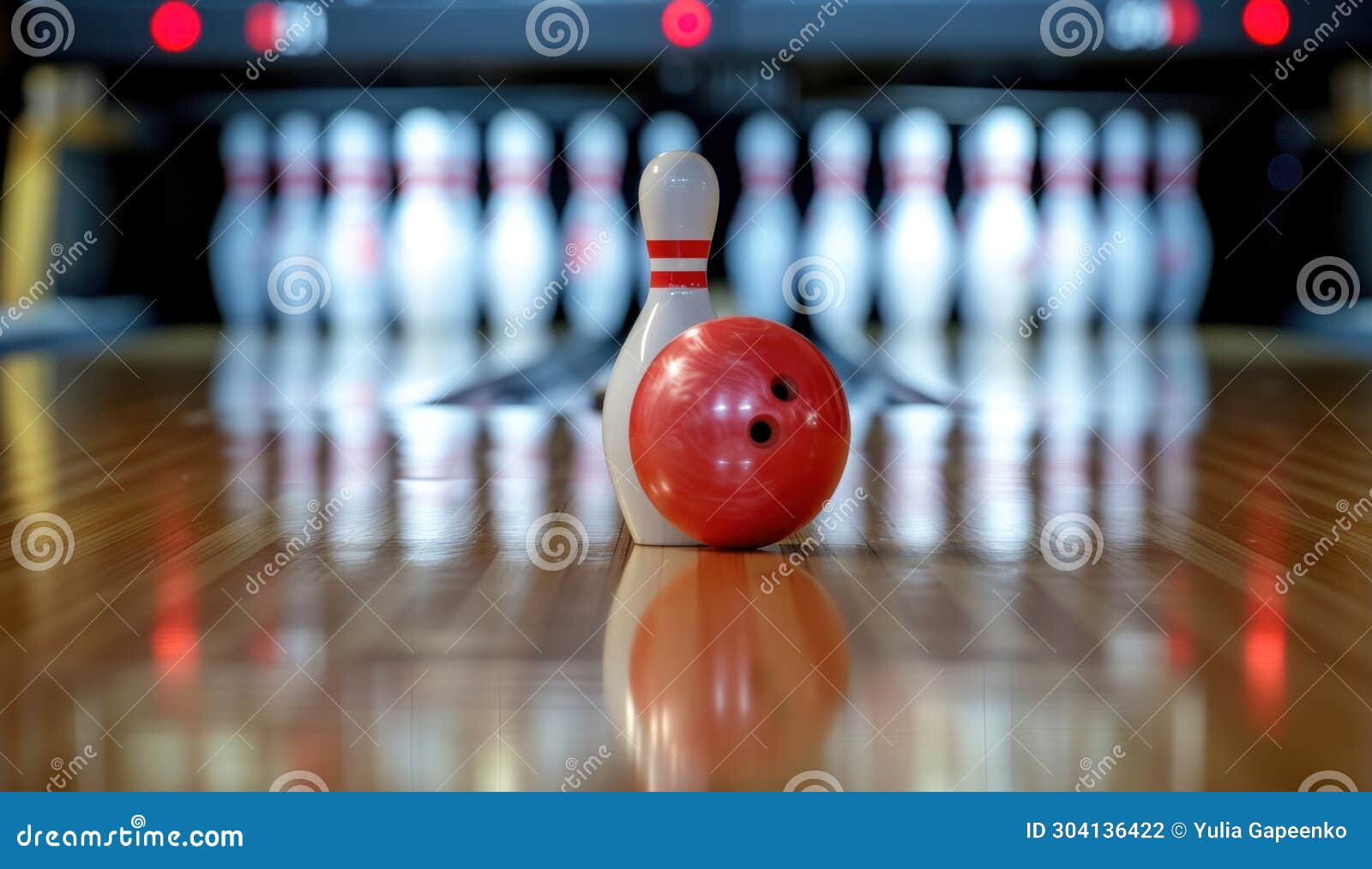 A Bowling Ball and Pins Hitting Stock Photo Image of competition
