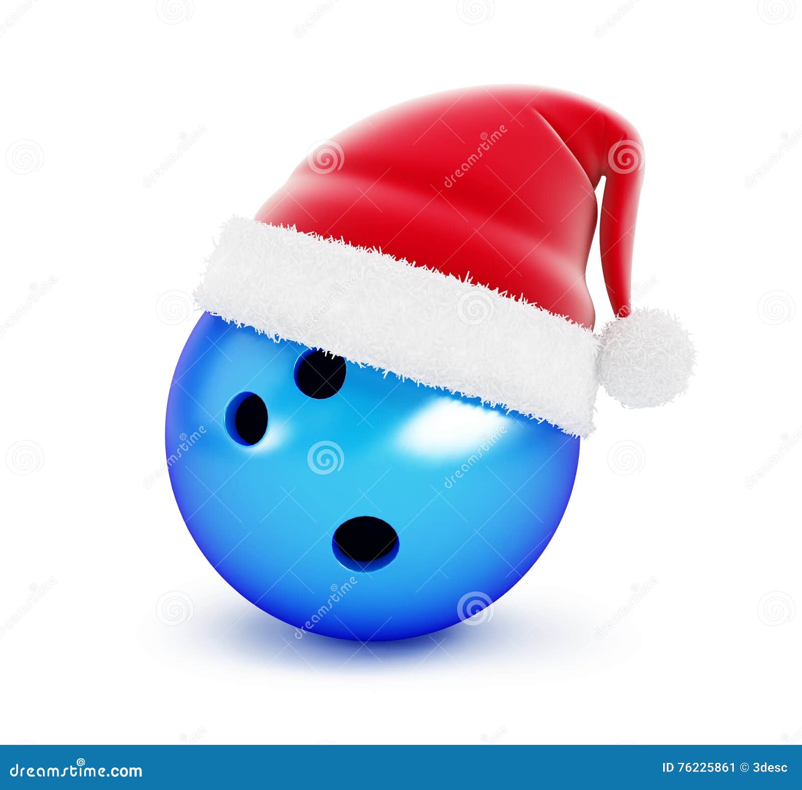 Bowling Ball Santa Hat on White Background Stock Illustration