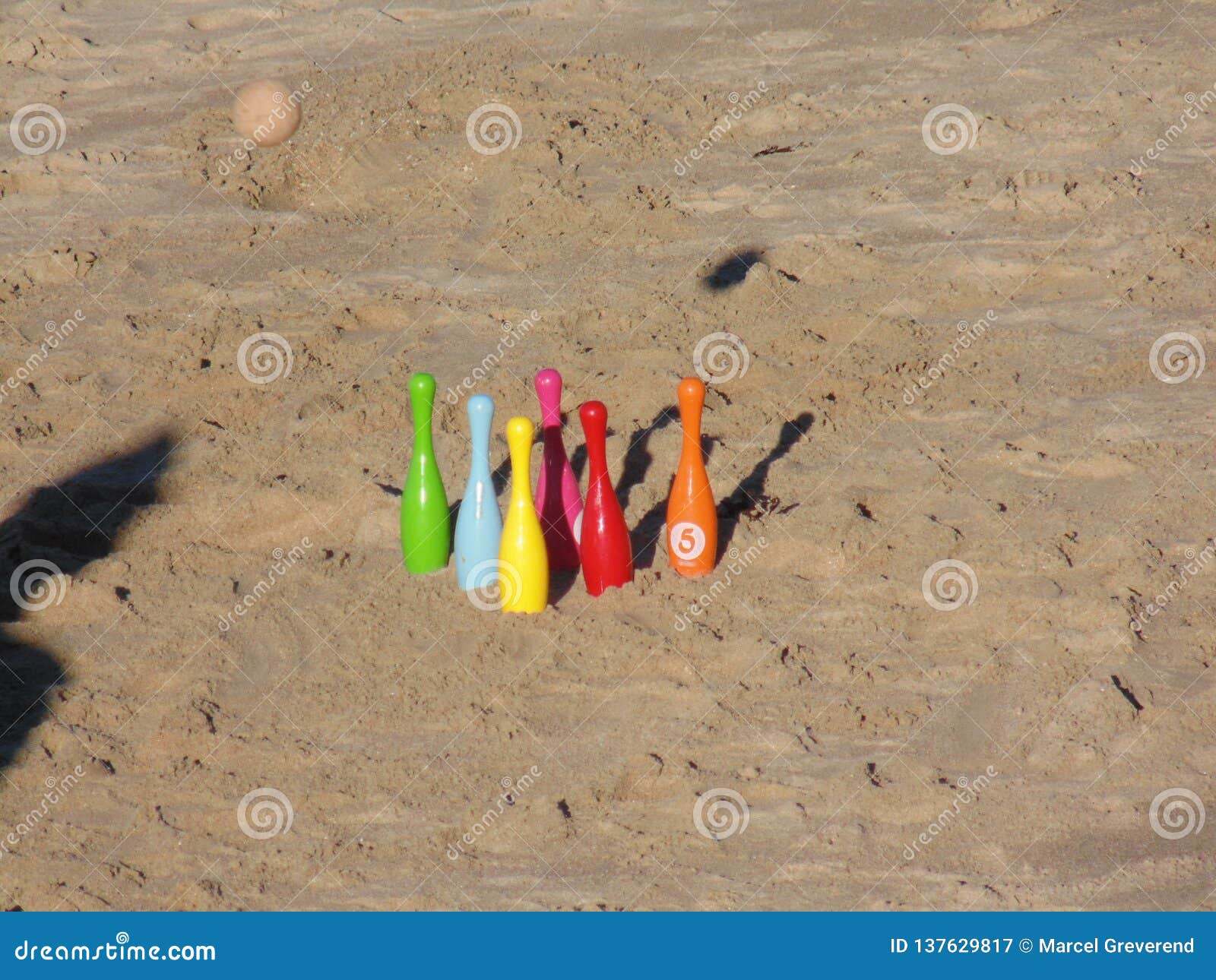 Bowling on the Beach and Bowl before Impact Stock Image Image of