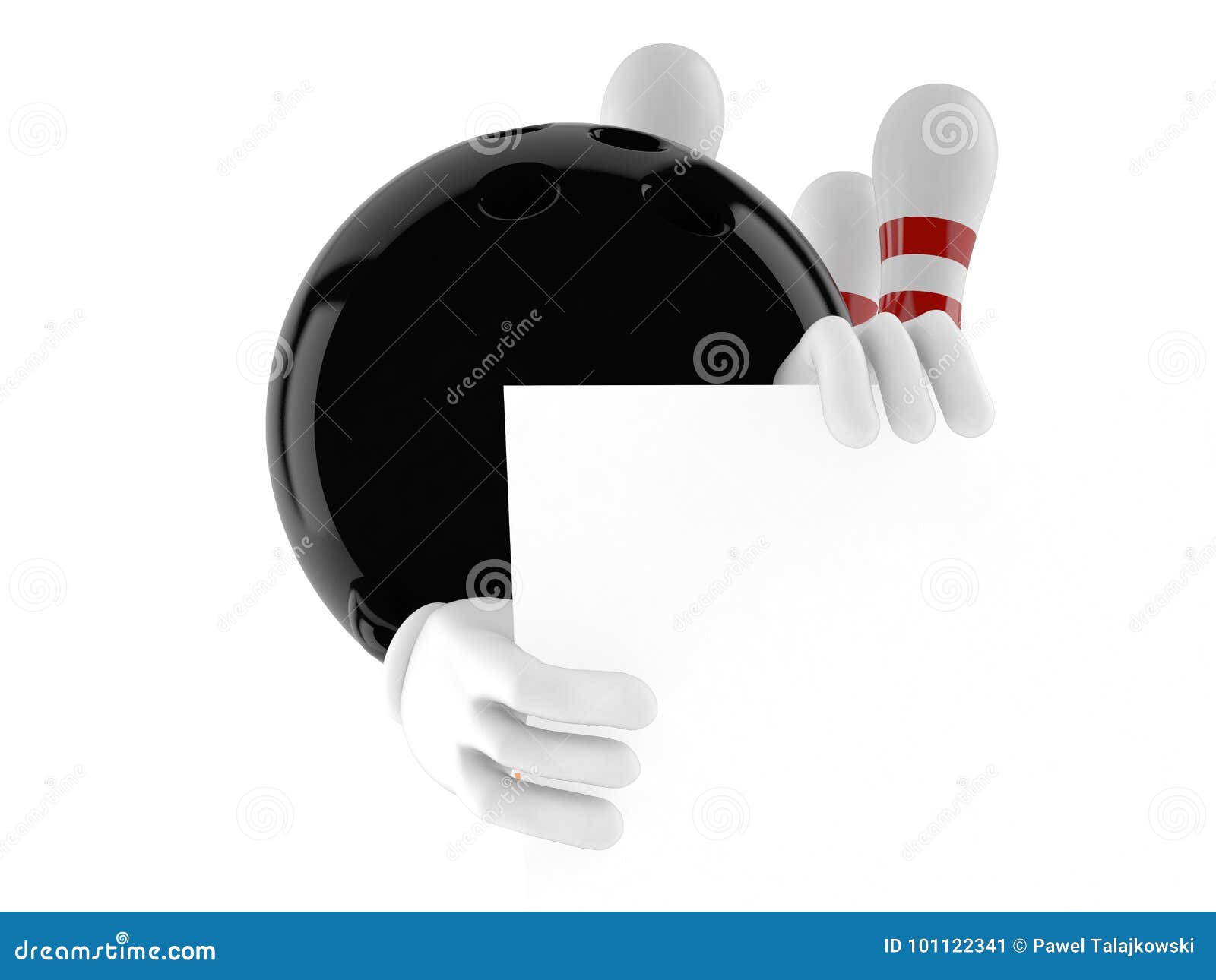 Bowling Character Behind White Board Stock Illustration Illustration
