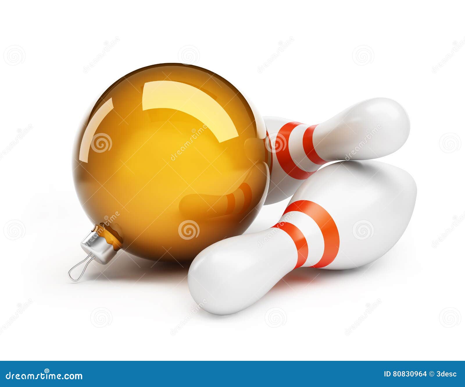 Bowling Christmas Ball on a White Background Stock Illustration