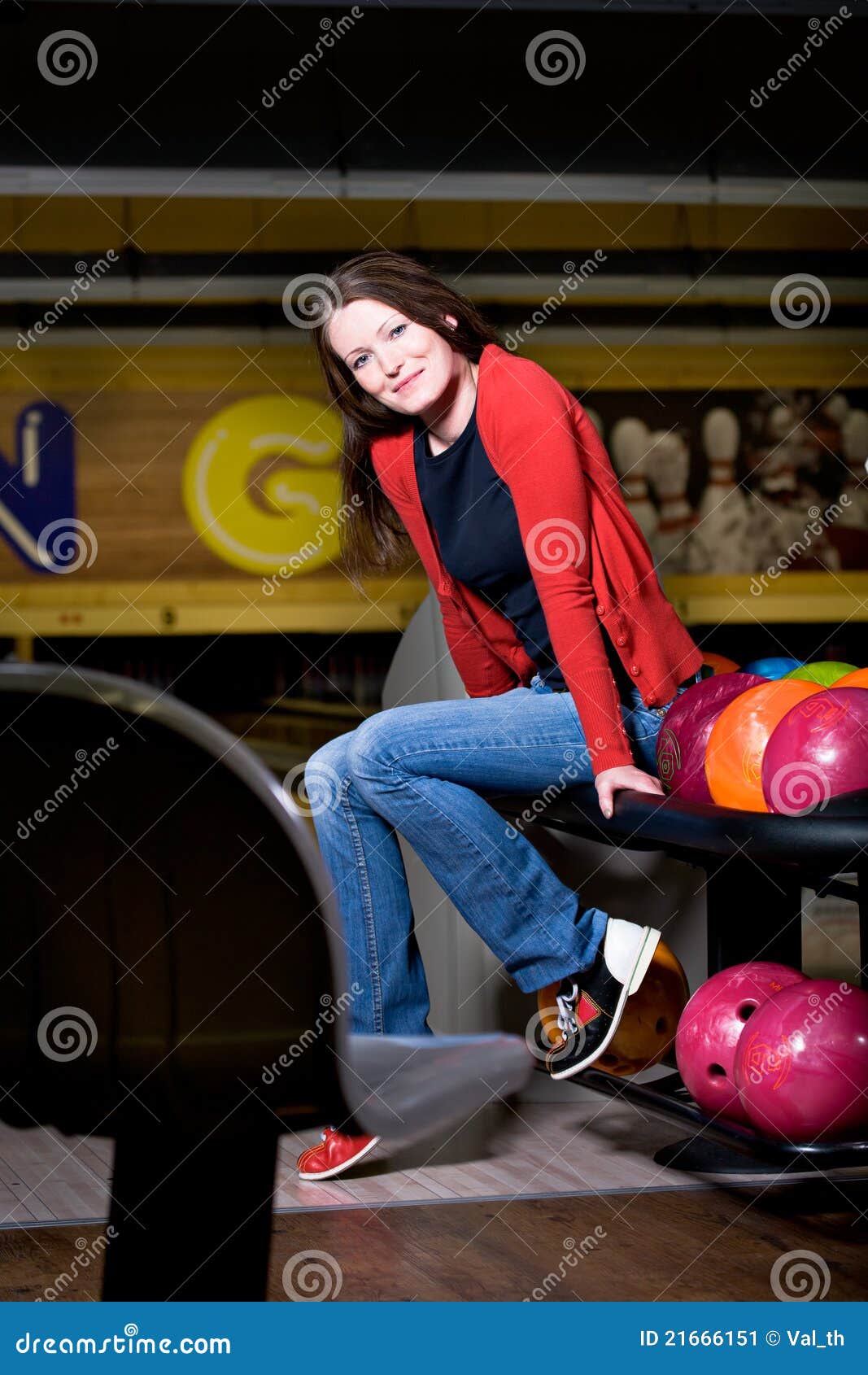 Bowling girl stock image. Image of bowling, games, leisure 21666151