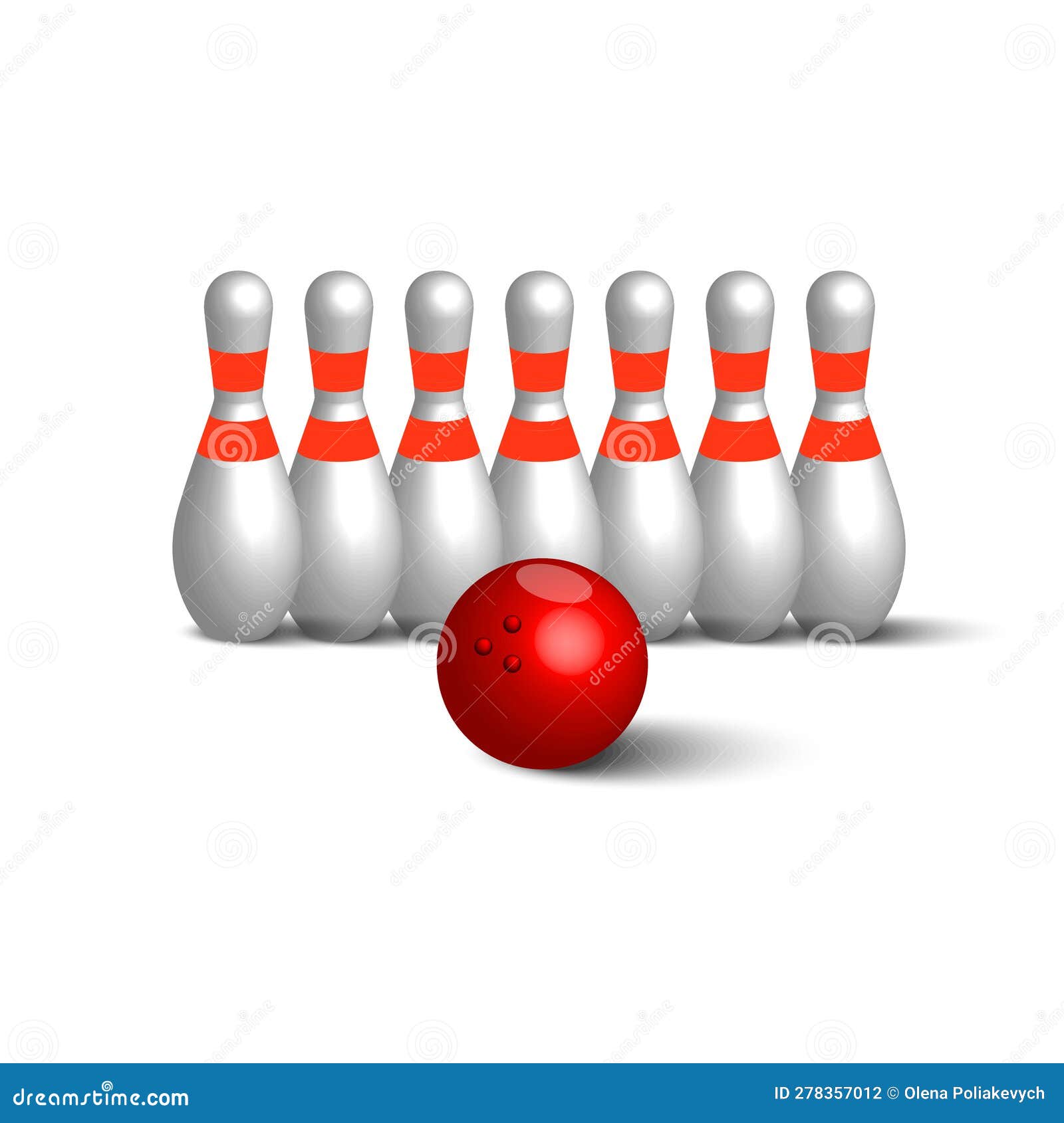 Bowling Kegling Mockup Set. Realistic Illustration Kegling Mockup for