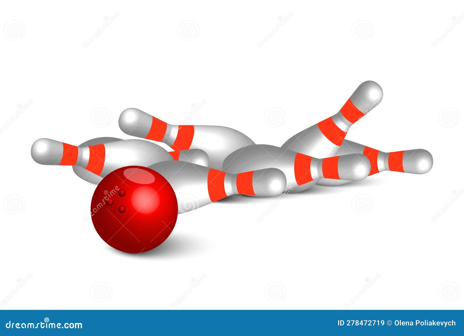 Bowling Kegling Mockup Set. Realistic Illustration Kegling Mockup for