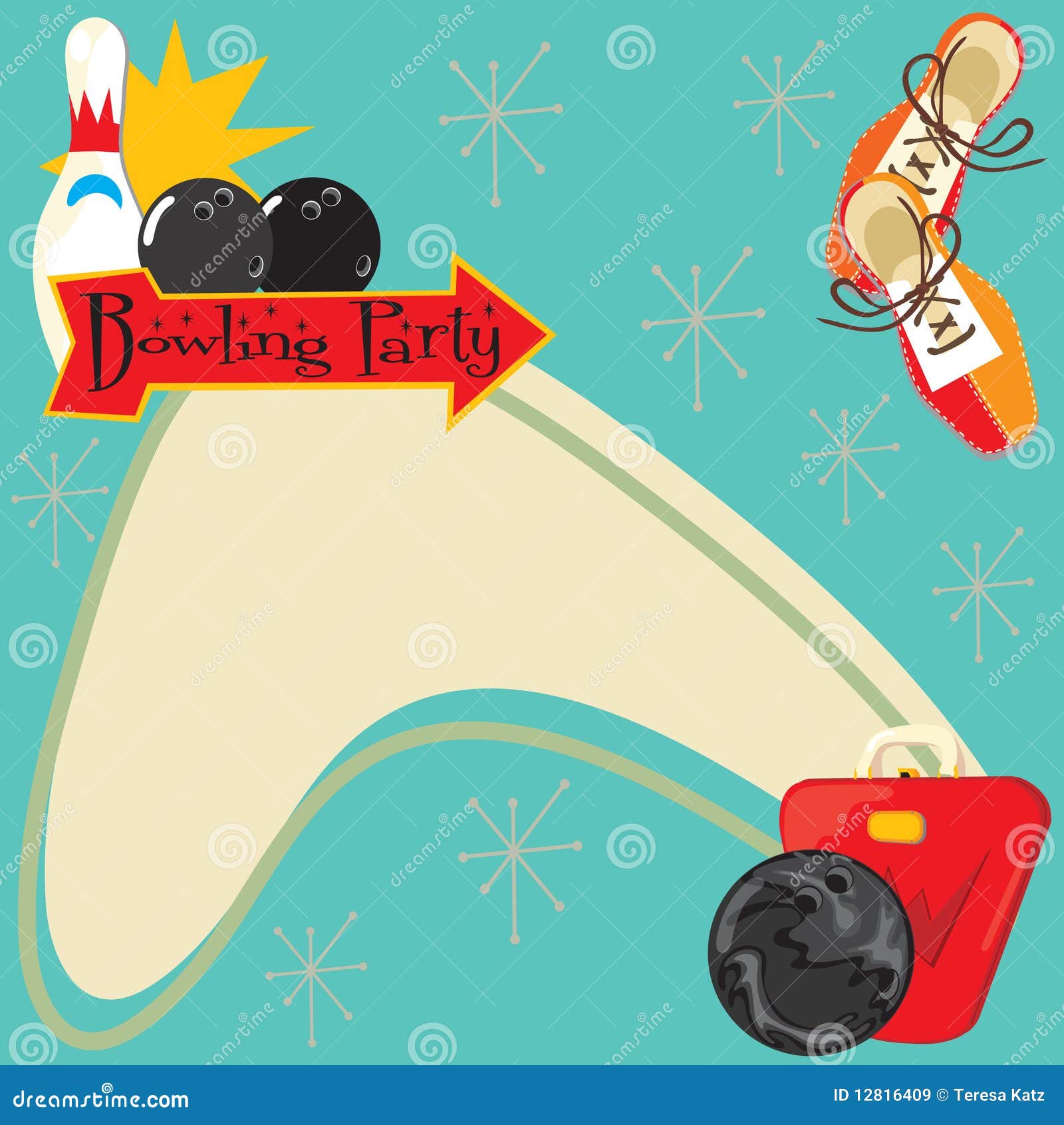 bowling party blank invitations
