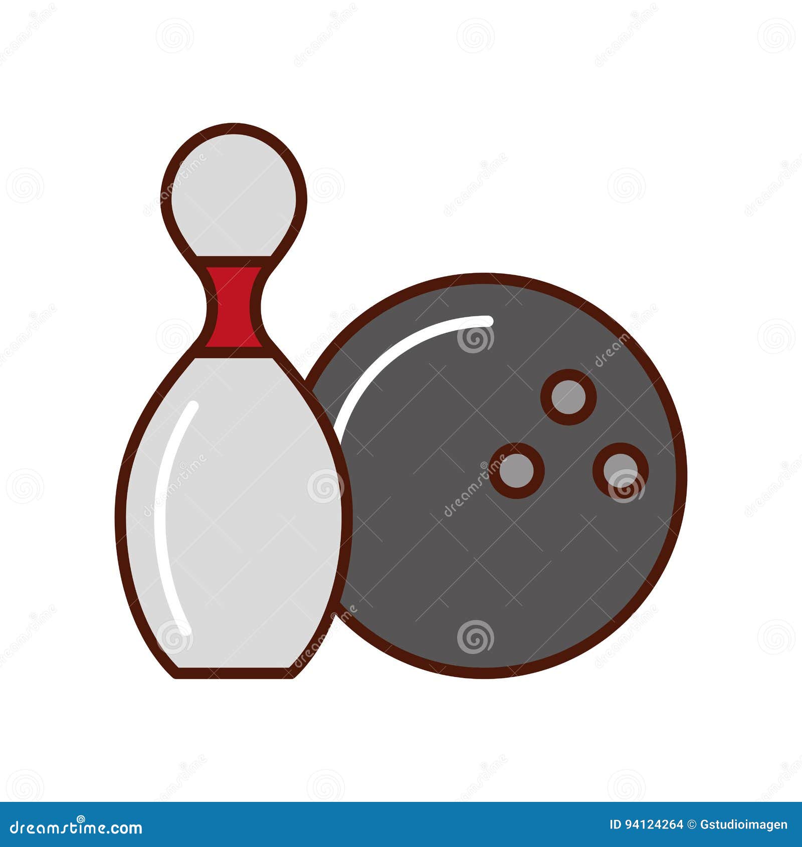 Bowling Pin and Ball Cartoon Stock Vector Illustration of concept
