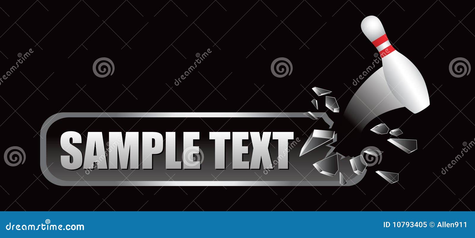 Bowling Pin on Broken Banner Stock Vector Illustration of blow