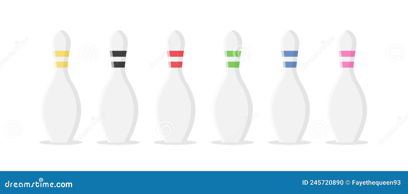 bowling pin in flat style. bowling pin group in different colors.