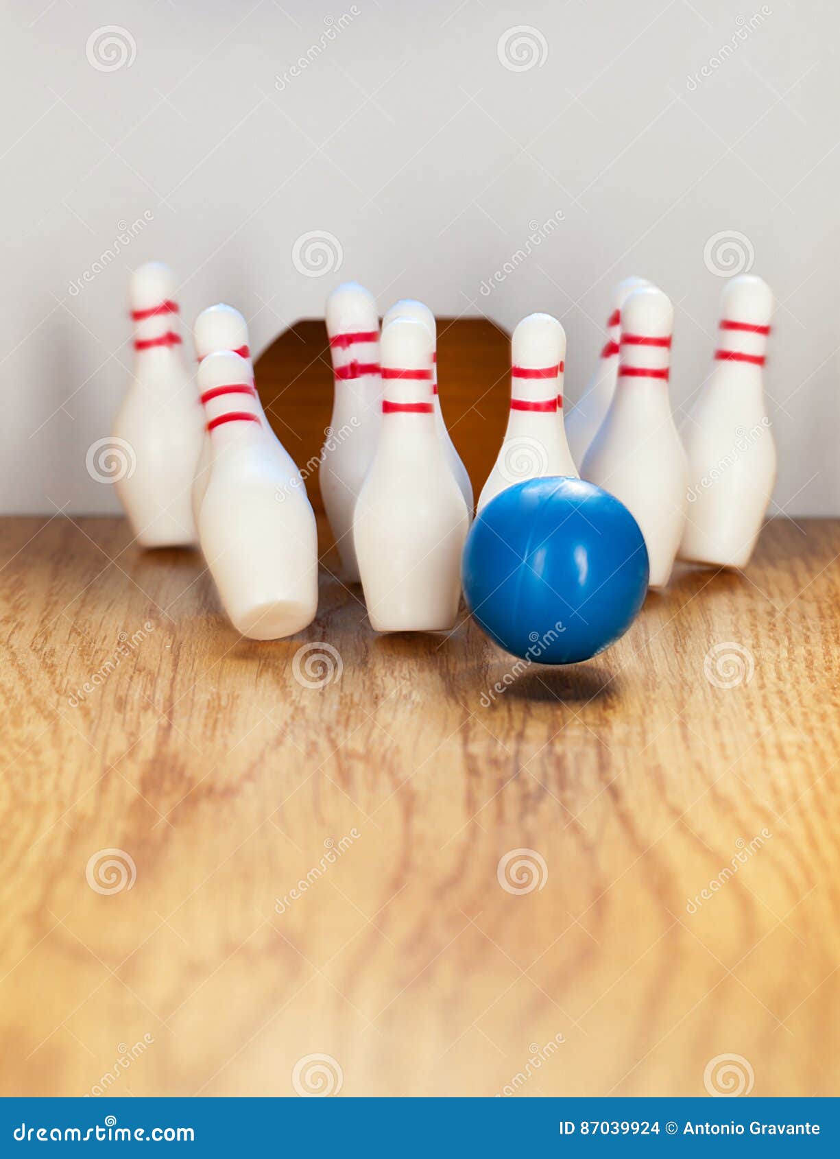 Bowling Pins and Bowling Ball in Miniature Stock Photo Image of pins