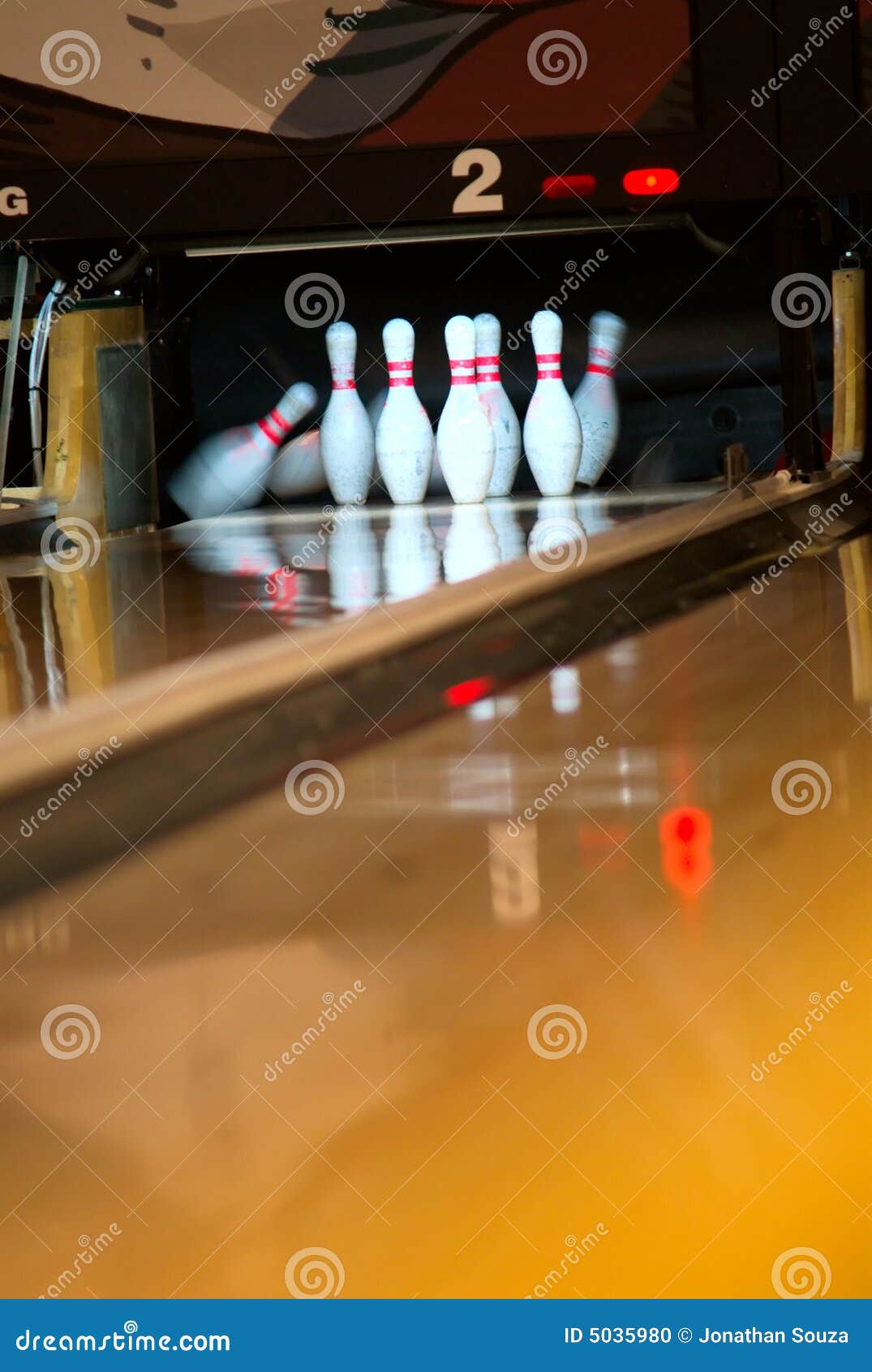 Bowling Pins Falling from Ball Stock Photo Image of five, score 5035980