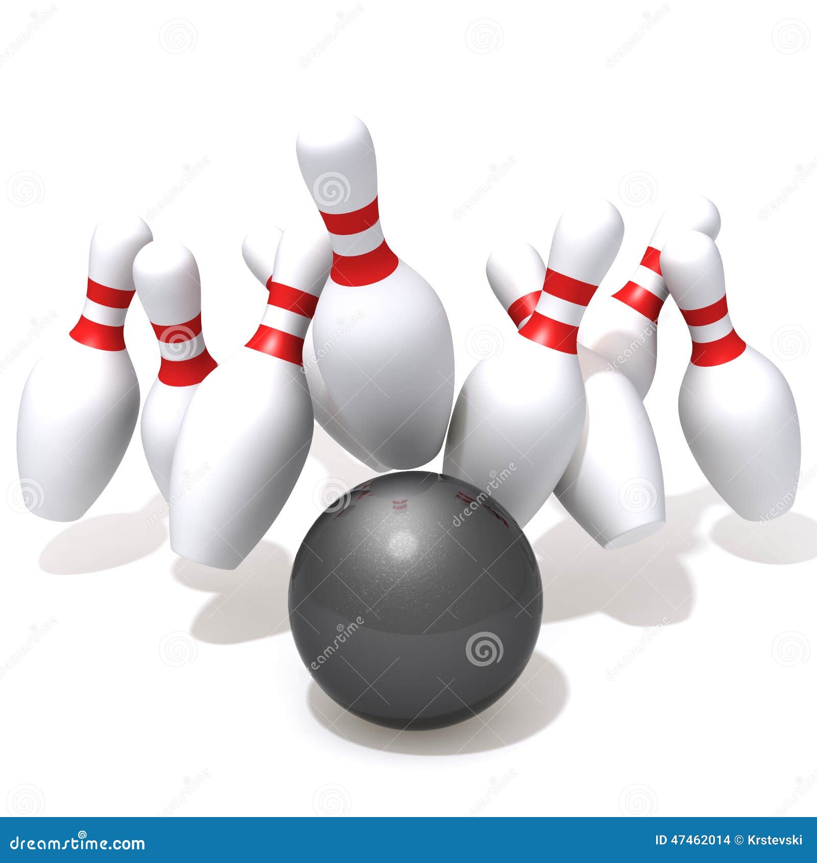 bowling pins hit by ball