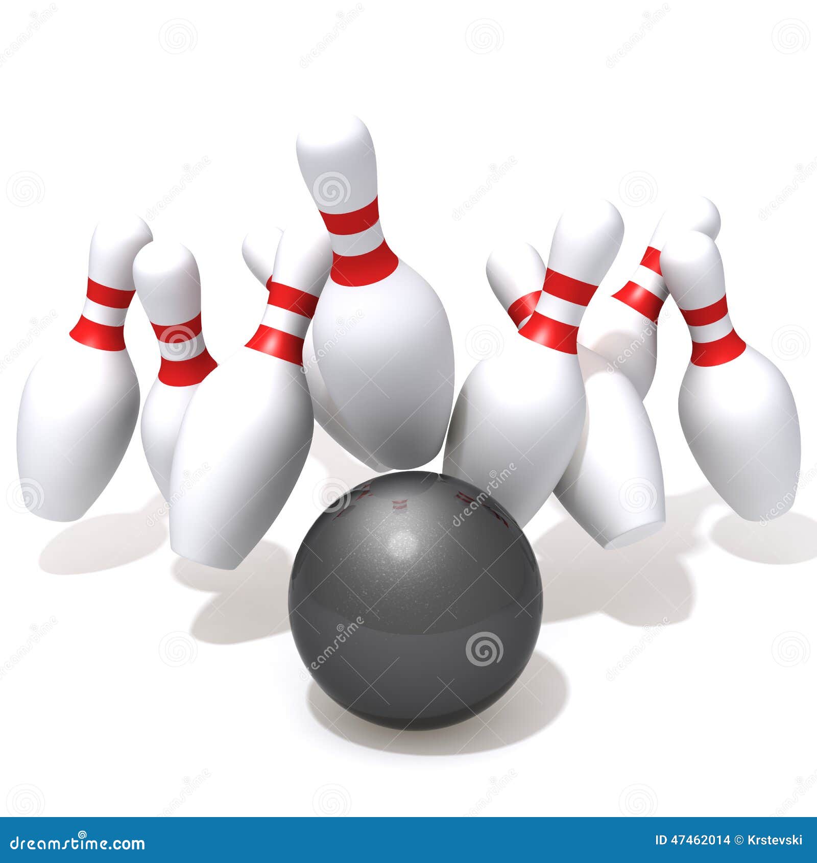Bowling pins hit by ball stock illustration. Illustration of ball