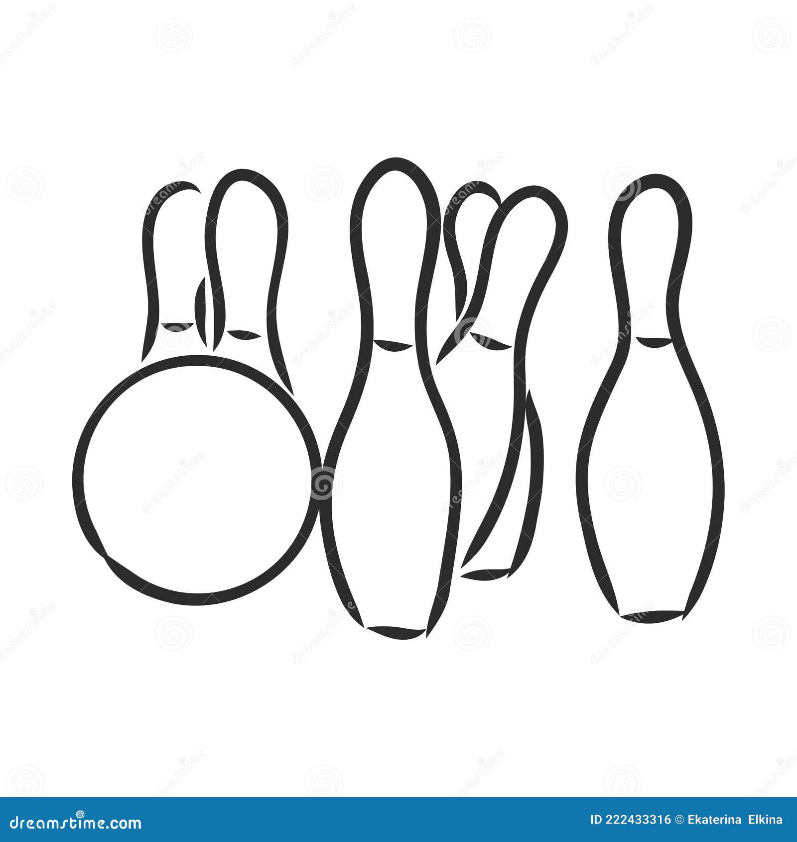 Bowling Skittles and Ball Sketch Vector Illustration Stock Vector
