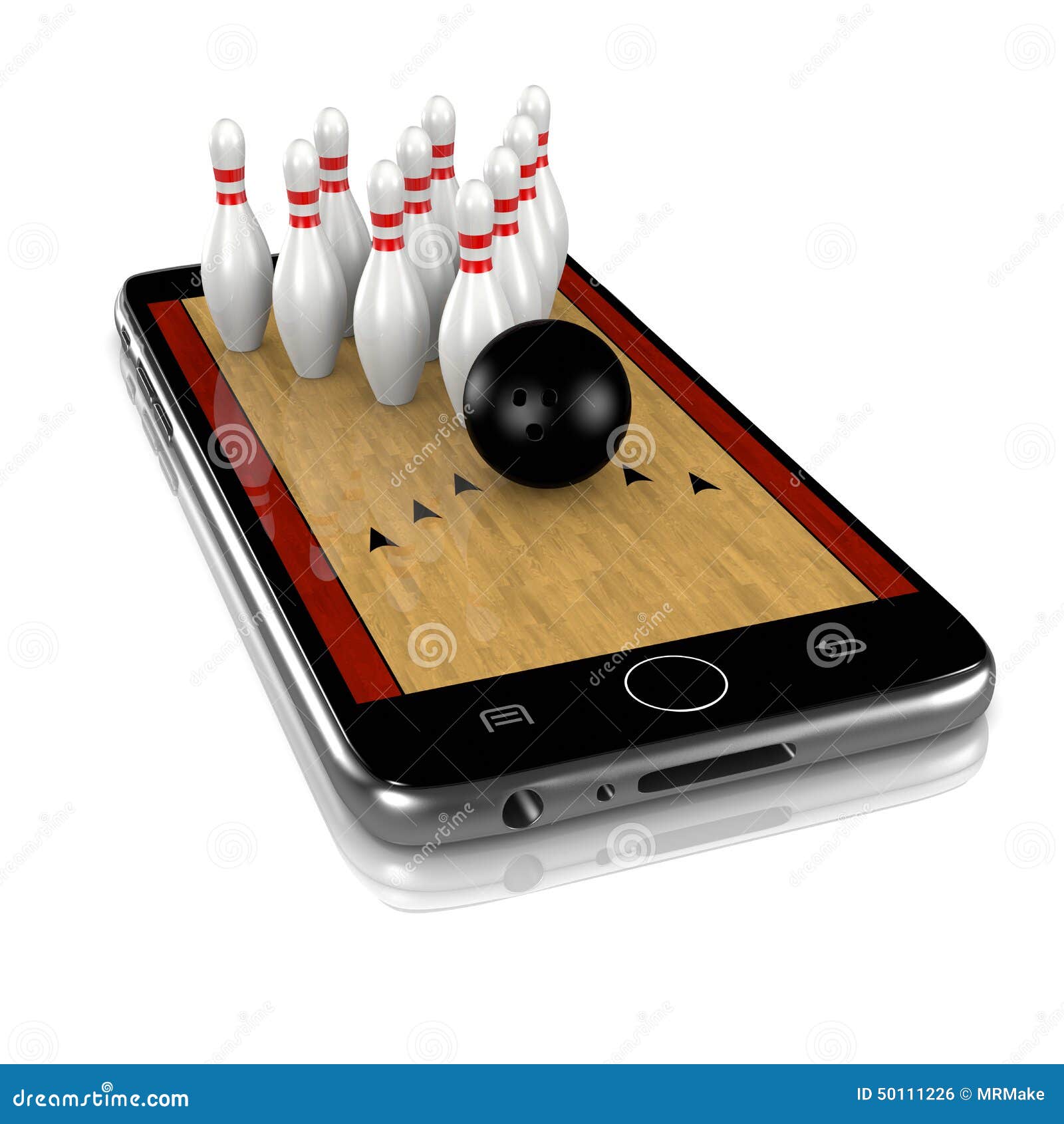 Bowling on Smartphone, Sports App Stock Illustration