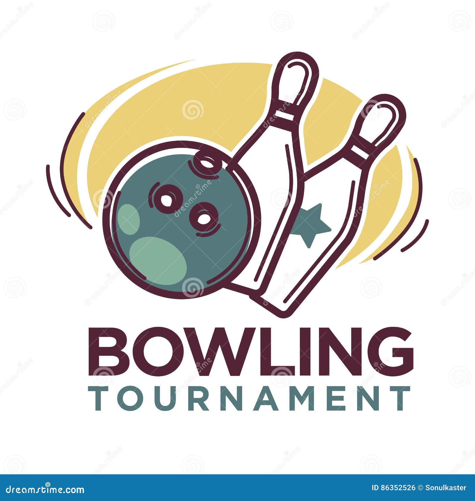Bowling Tournament Poster or Logo Vector Template Stock Vector ...