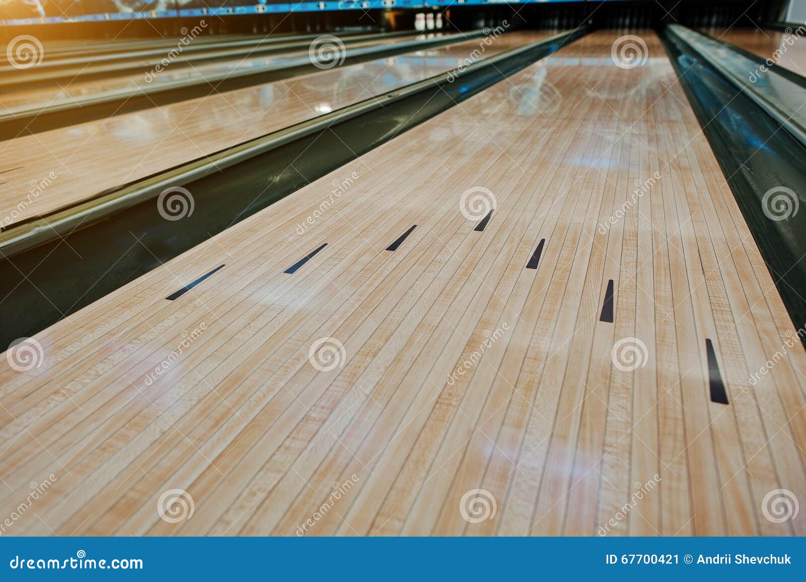 Bowling Wooden Floor With Lane Stock Image Image Of Bowl Long