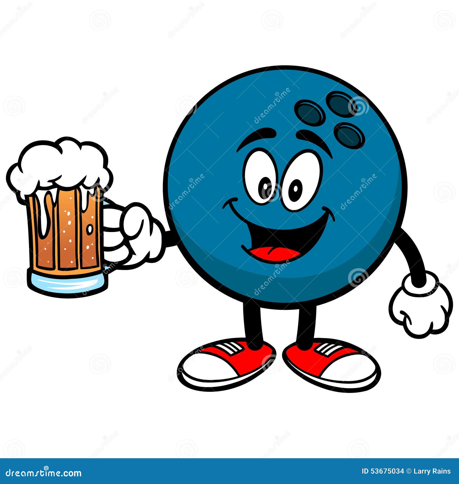 Bowlingkugel mit Bier vektor abbildung. Illustration von anstrich 53675034