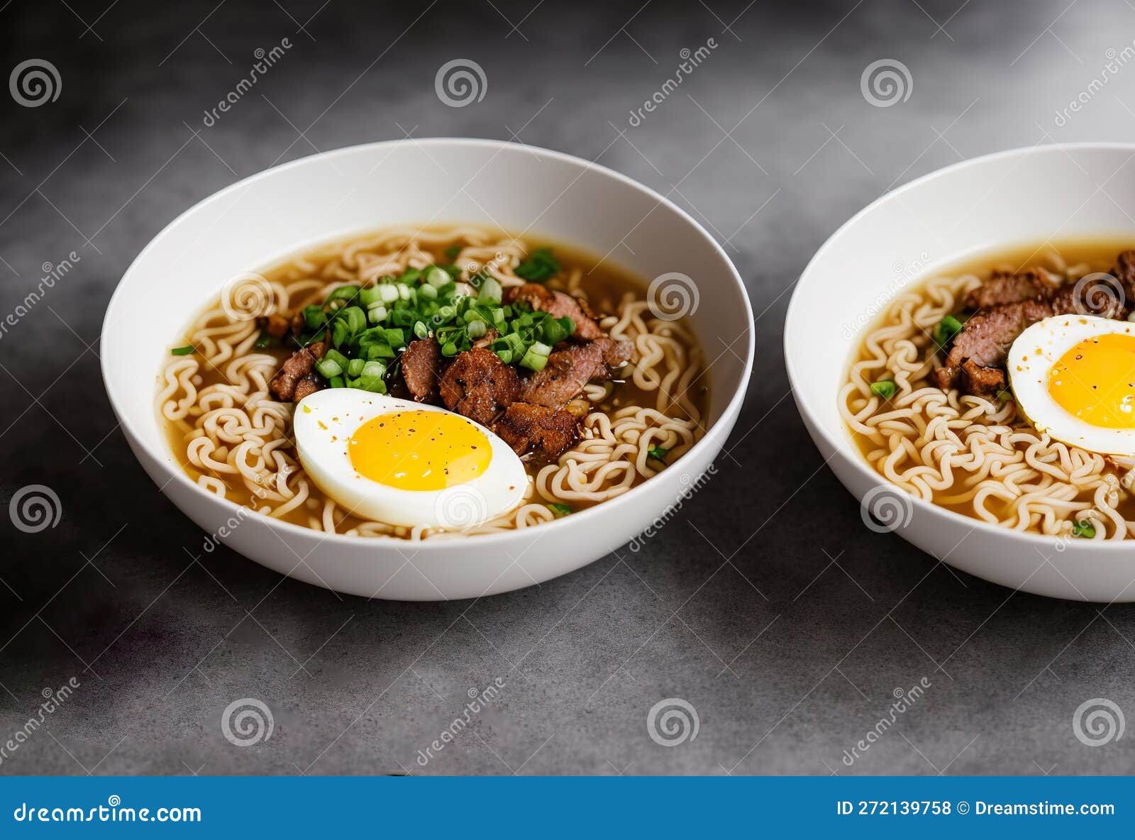 Bowls of Ramen Soup with Egg and Meat (Japan Stock Photo Image of