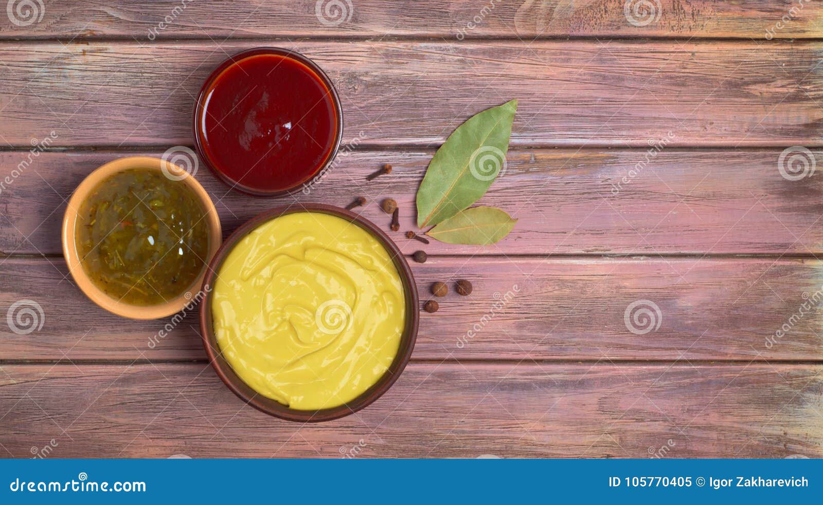 Bowls with Sauces, Top View Stock Image Image of ingredient