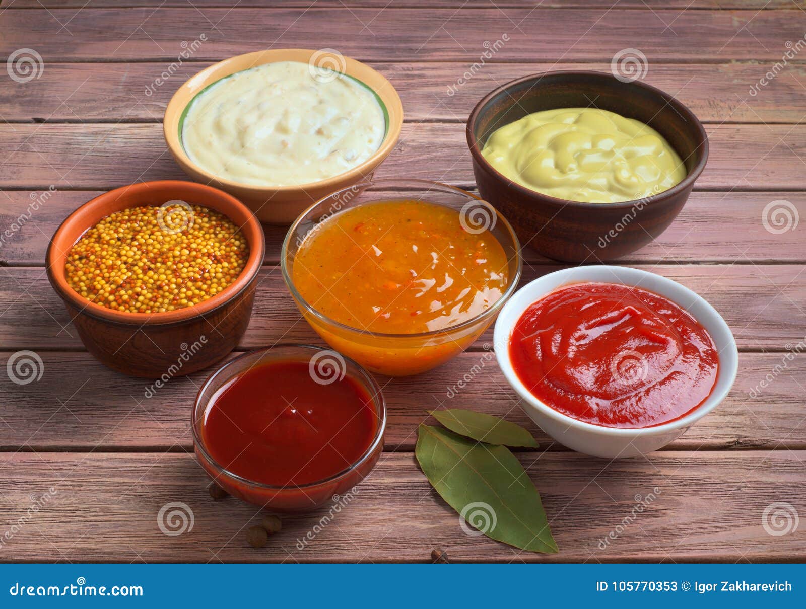 Bowls of Various Dip Sauces Stock Image Image of barbeque, savory