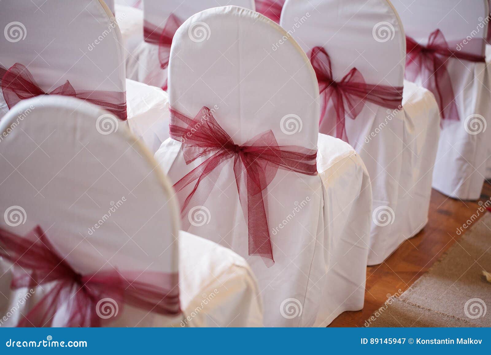 Bows Made of Fabric. Accessory Chair Bow Wedding Registration Stock