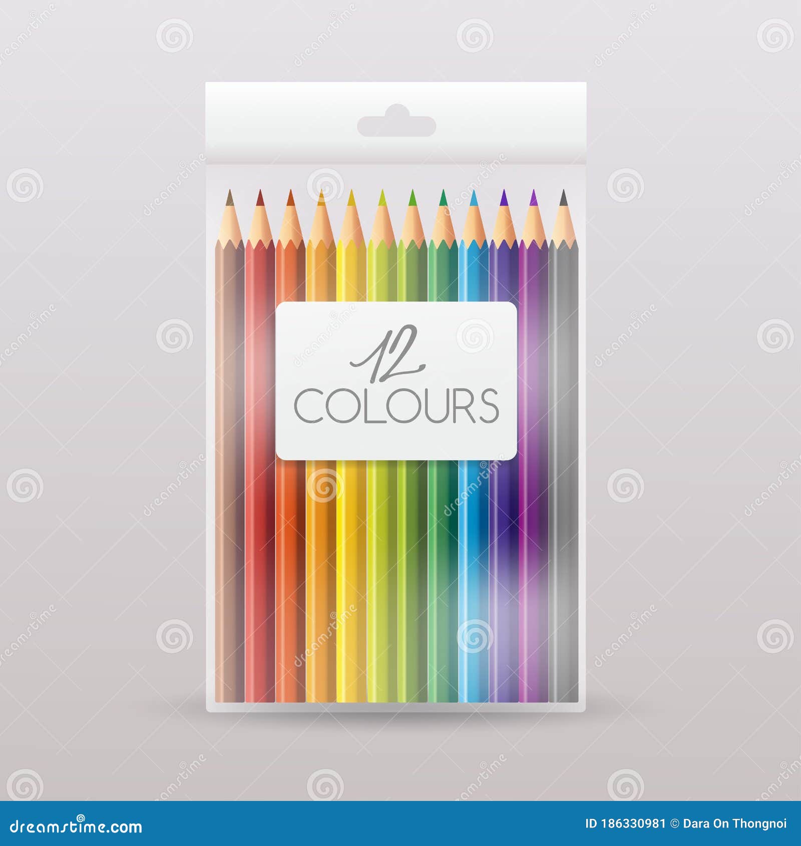 Colored Pencil Packaging Transparent Plastic Package Vector