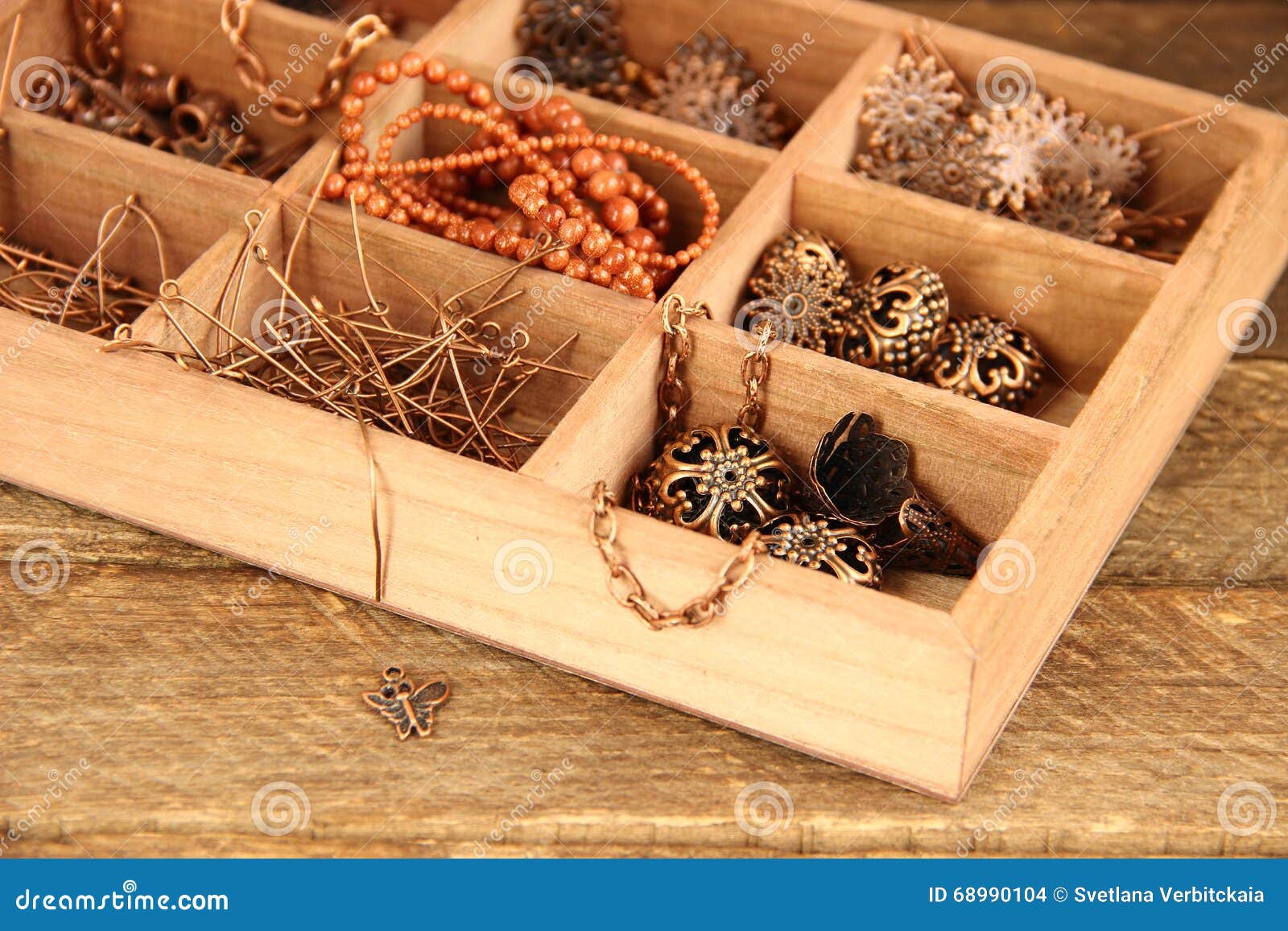 Box with with Accessories for Needlework, Beads. Stock Photo Image of
