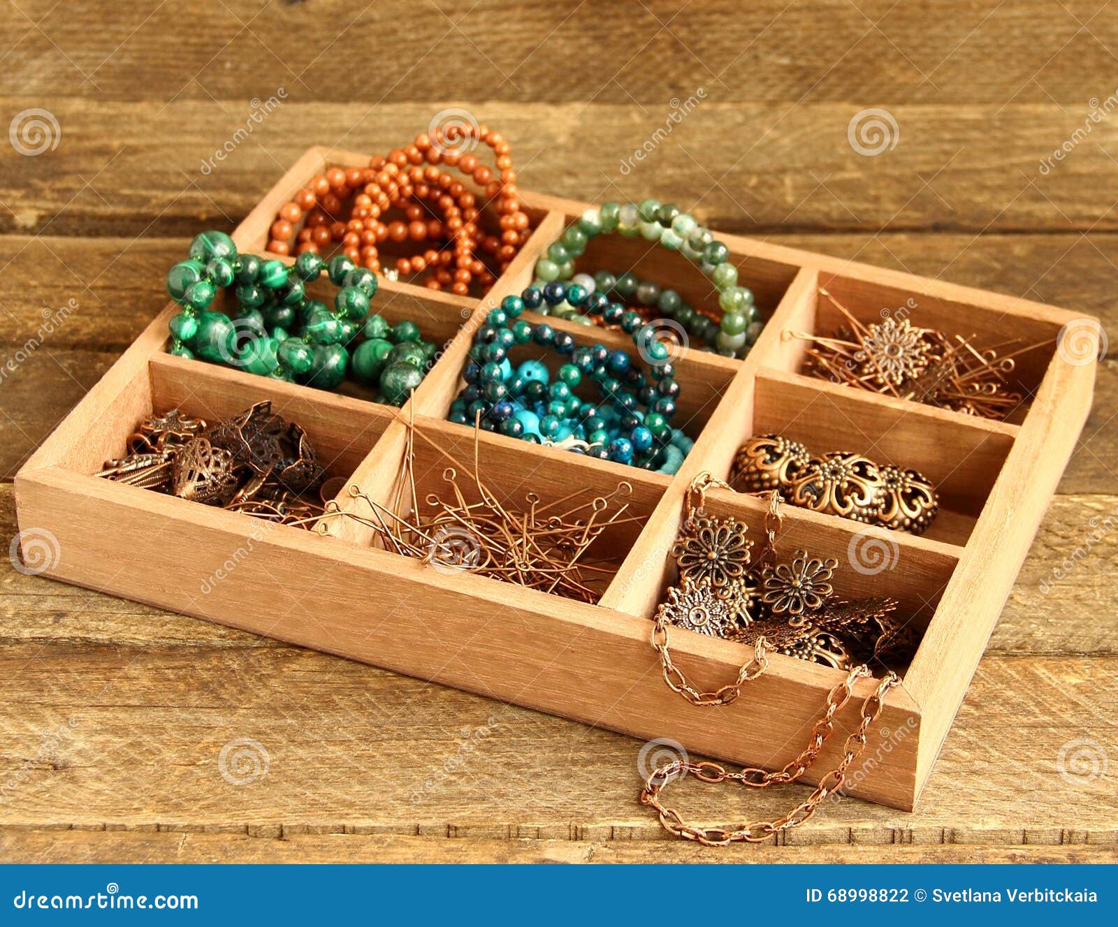 Box with with Accessories for Needlework, Beads. Stock Photo Image of