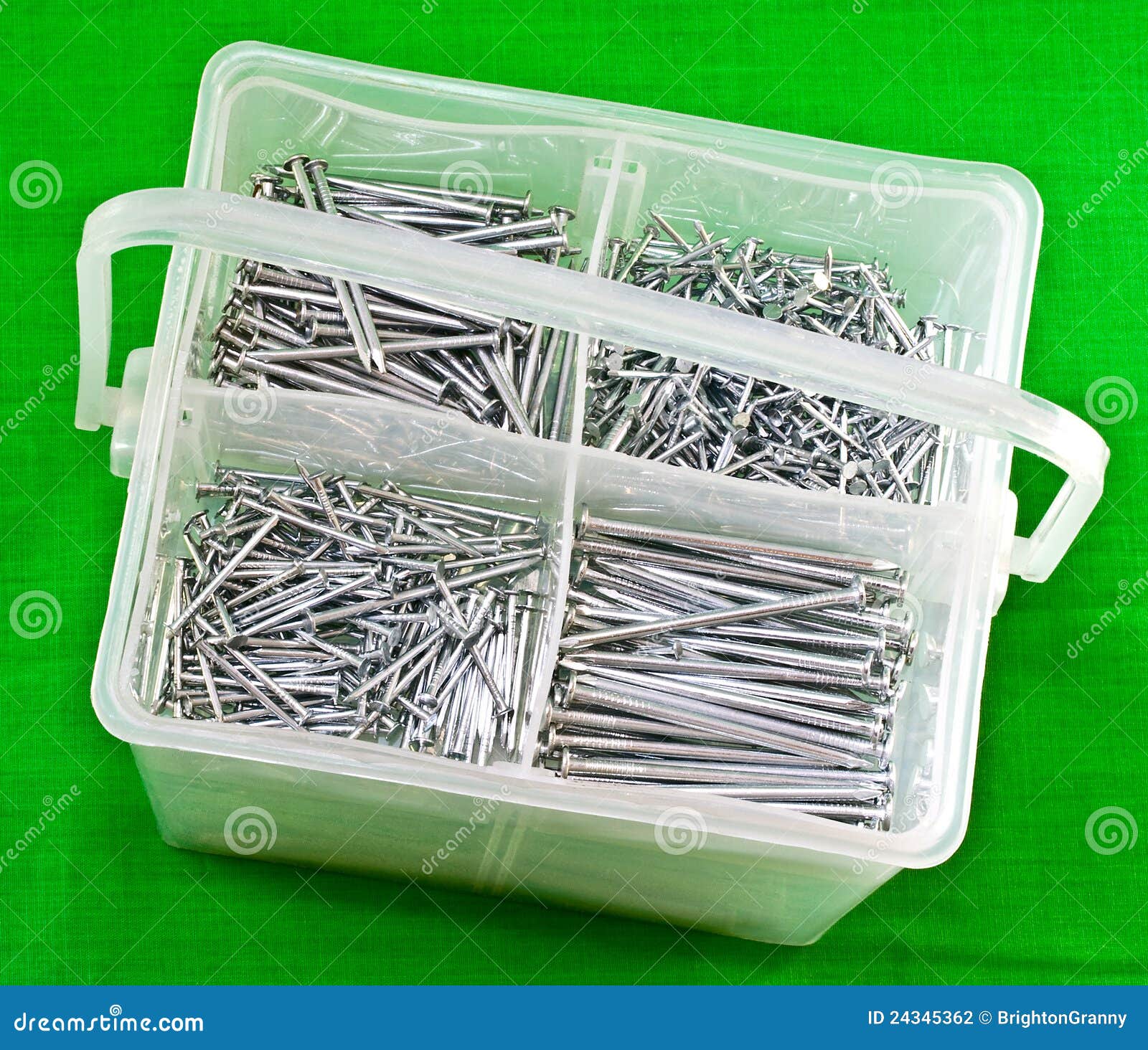 Box of Assorted Nails stock photo. Image of nails, metal 24345362