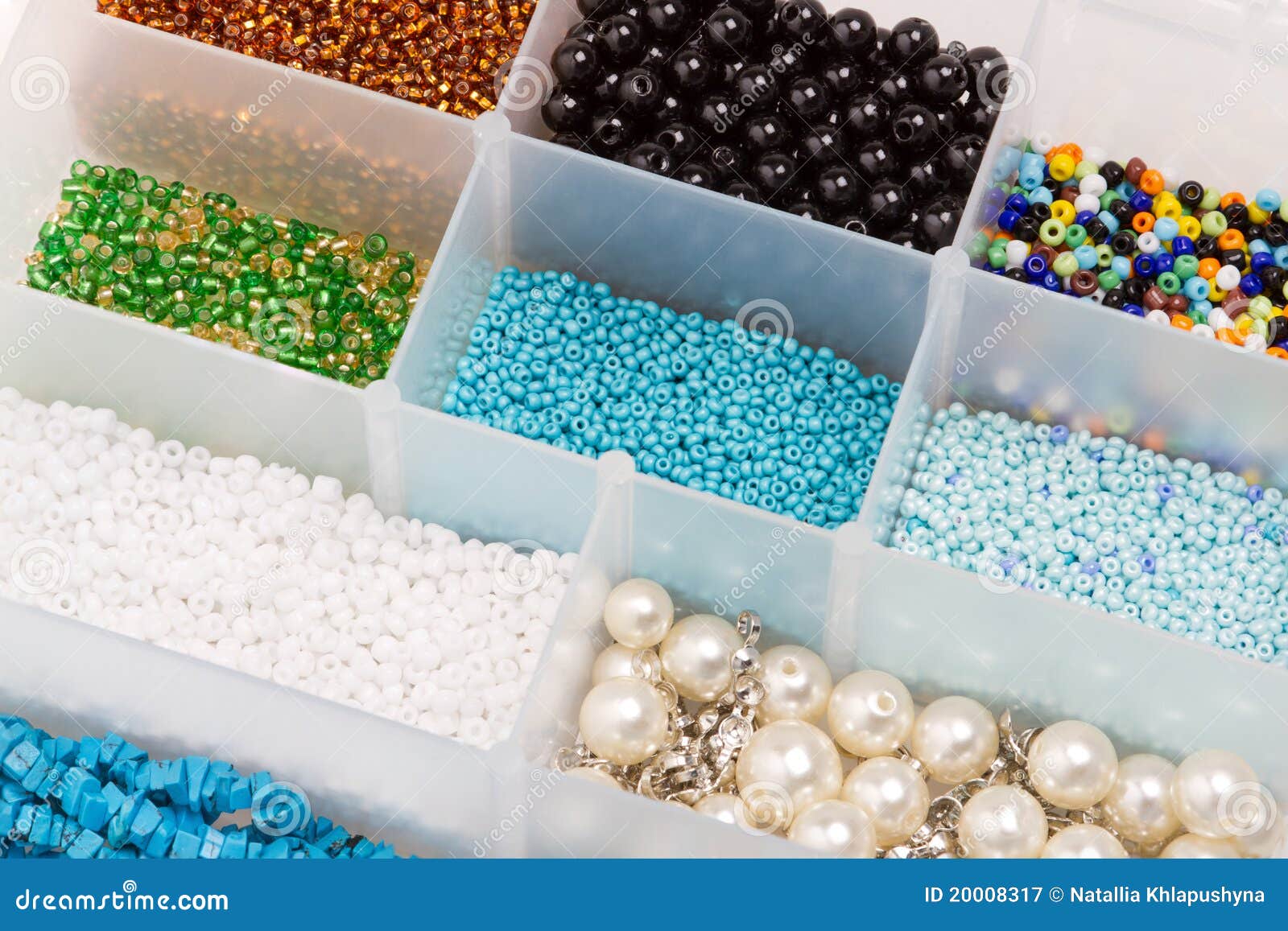 Box with beads stock image. Image of pearl, plastic, white 20008317