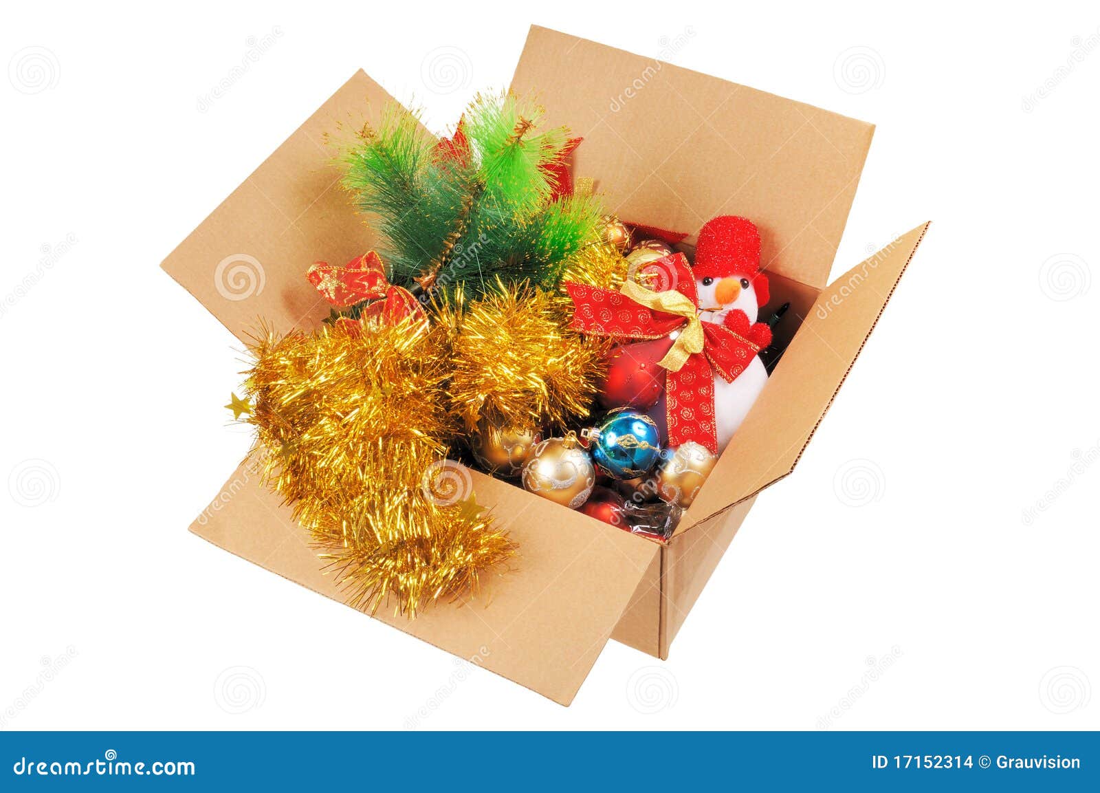 Box with Christmas Decorations Stock Photo Image of design Box Of Christmas Decorations