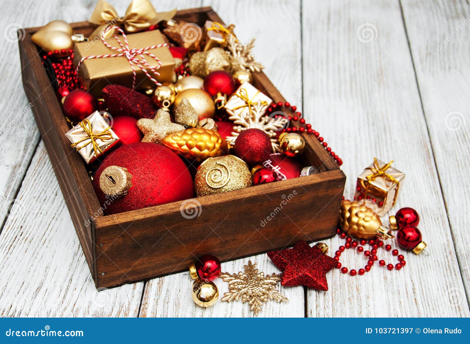 Box with Christmas Decorations Stock Image Image of festive, decor Box Of Christmas Decorations