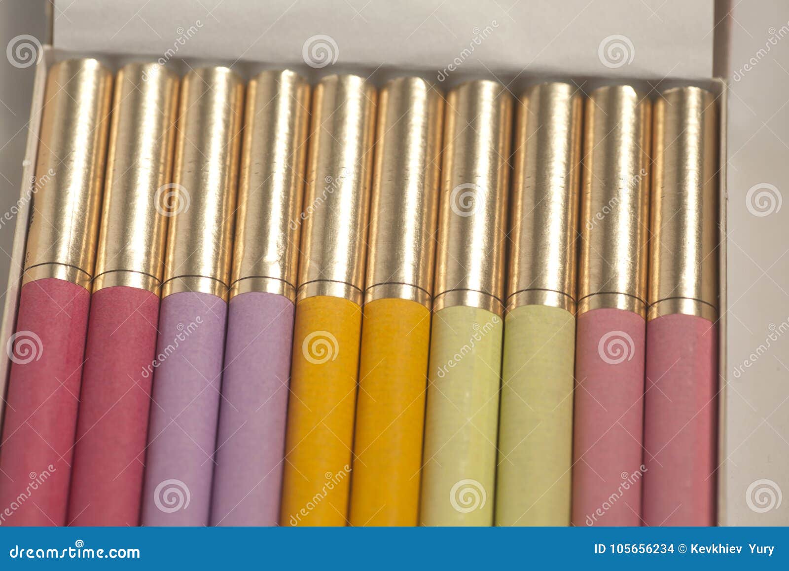 Box of colorful cigarettes stock photo. Image of abuse 105656234